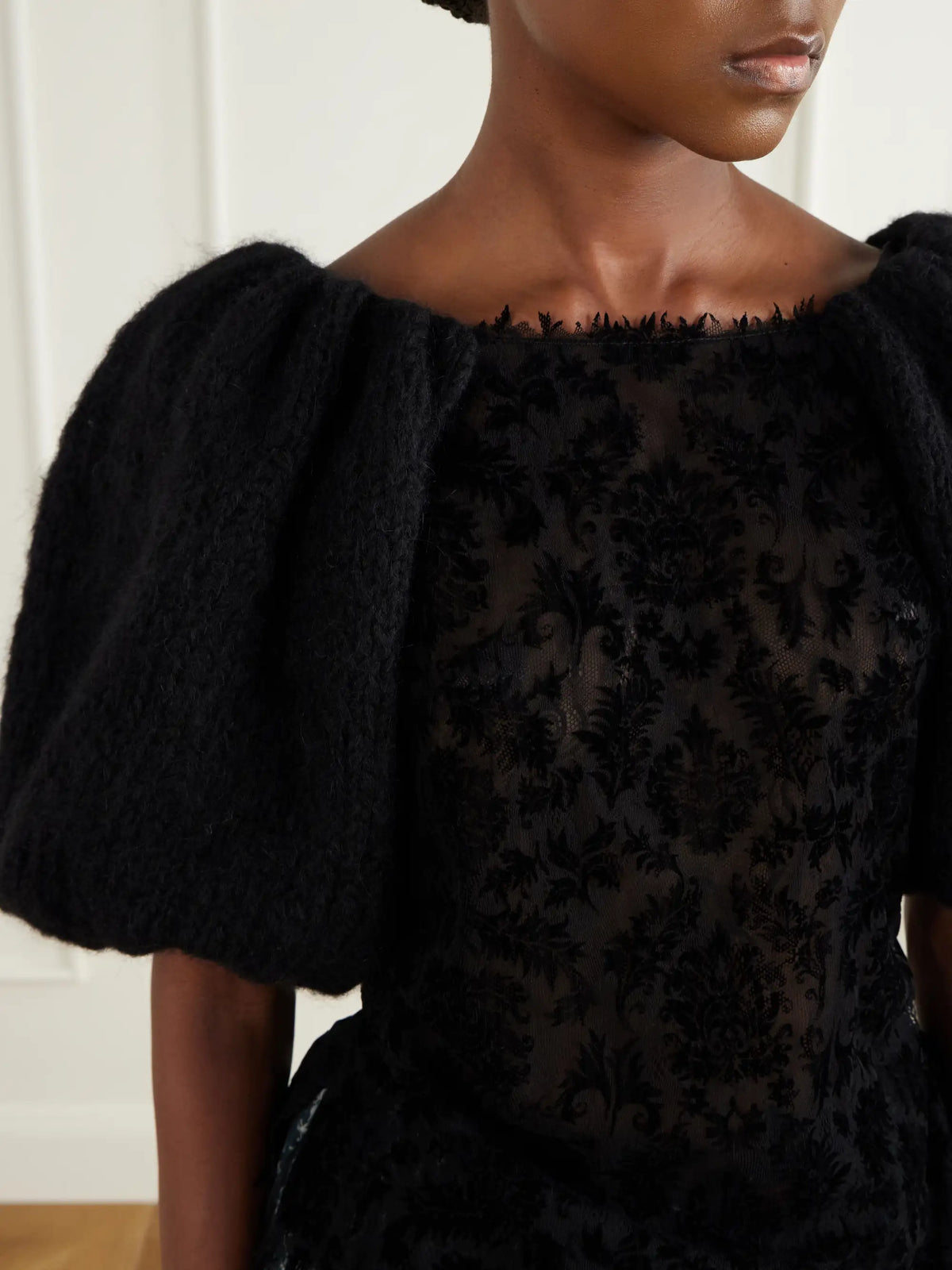 Pauline Dujancourt Laia Lace-trimmed Knitted Blouse