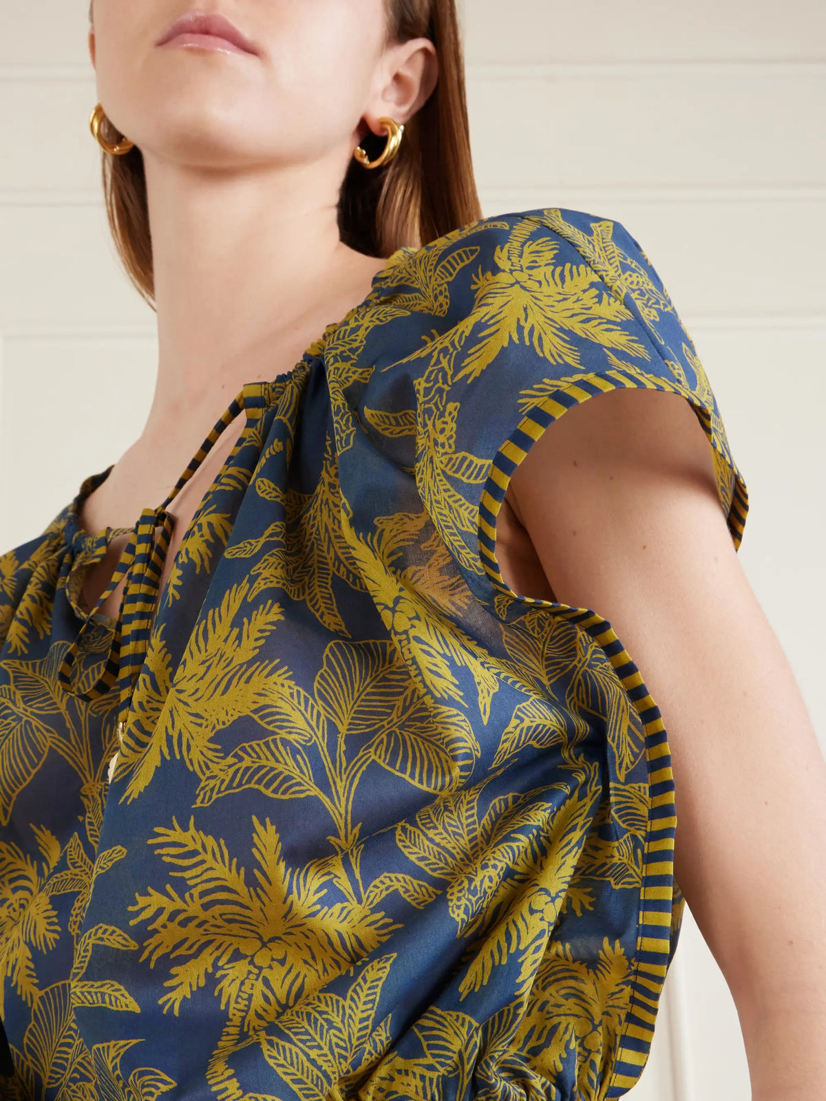 Eres Crocodile Embellished Printed Cotton-voile Blouse