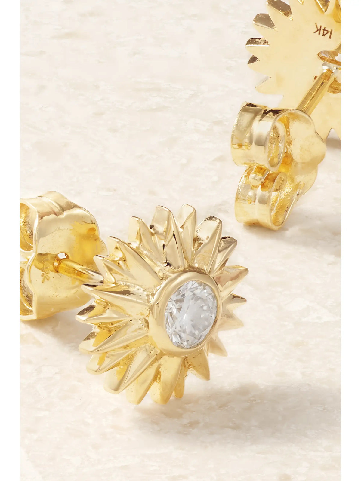 Sunburst 14-karat Gold Diamond Earrings