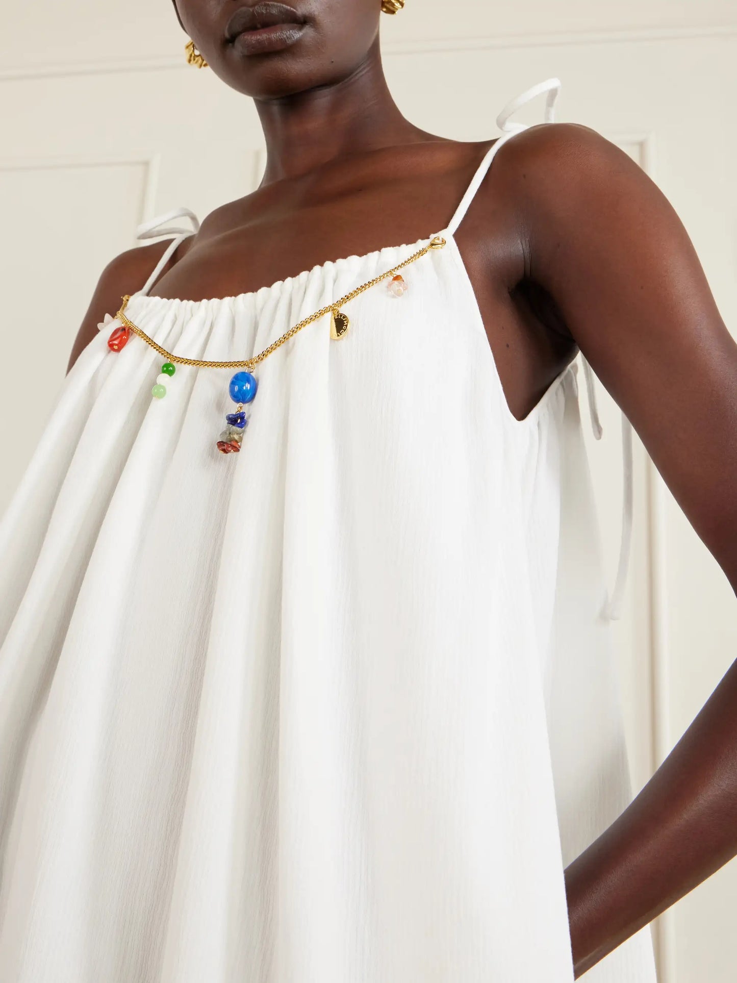 Embellished Cotton Mini Dress