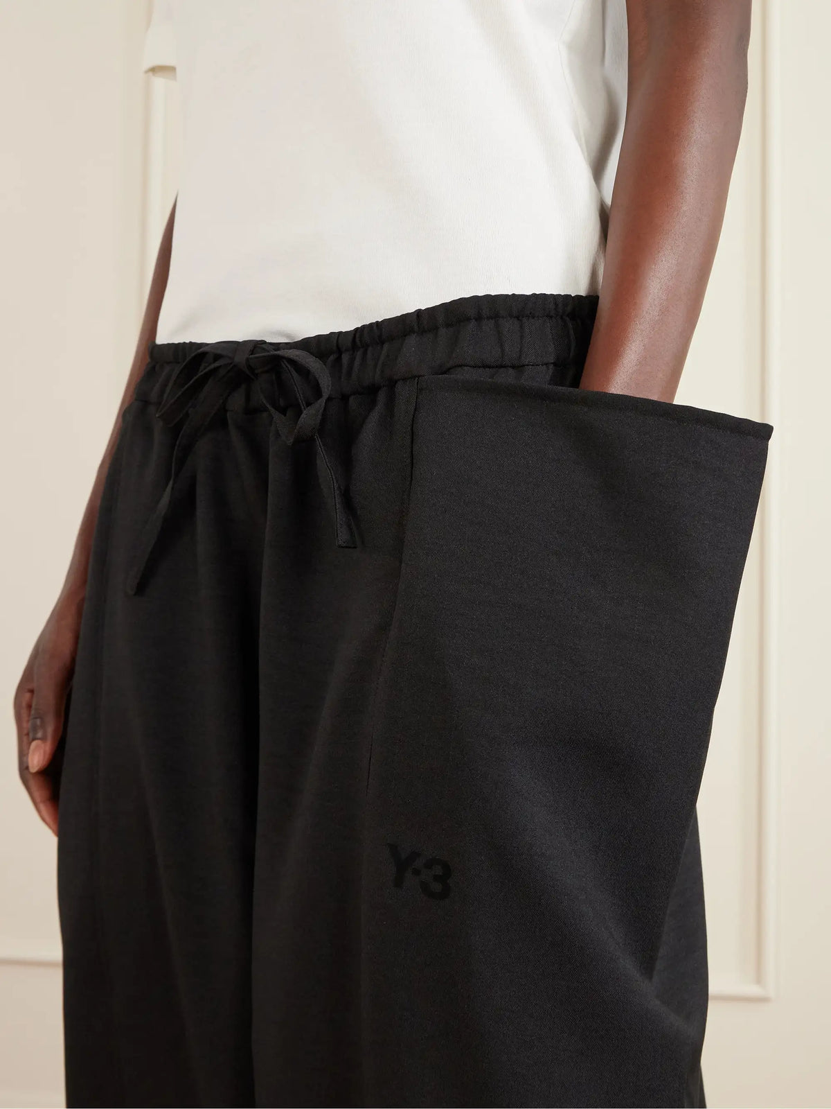 + Y-3 Cropped Recycled-jersey Wide-leg Pants
