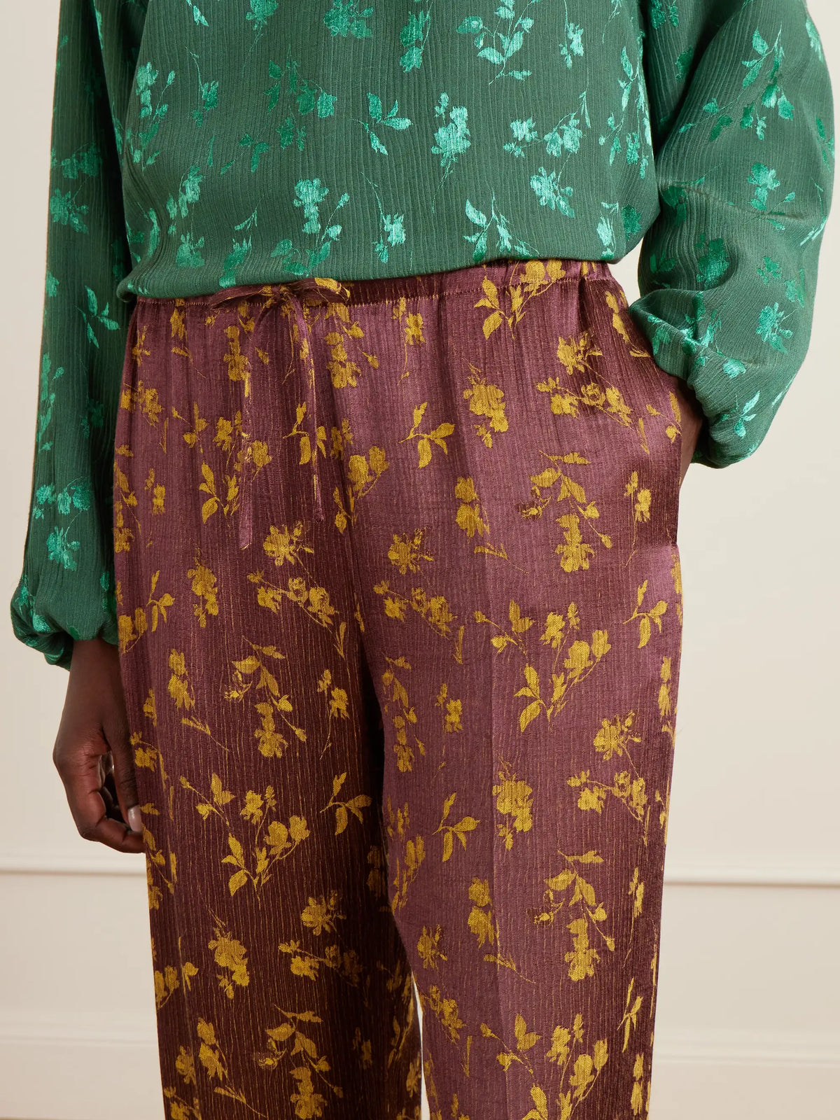 Dries Van Noten Floral-jacquard Satin Wide-leg Pants