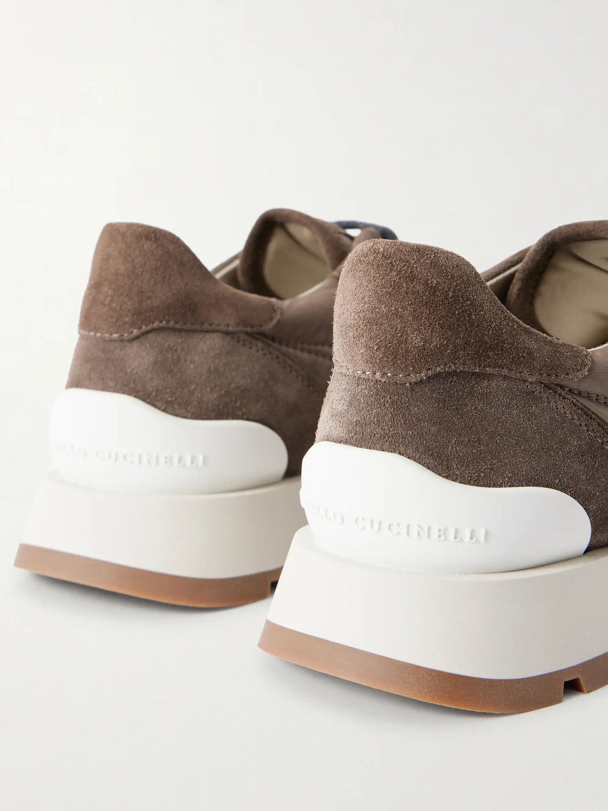 Monilli Runner Bead-embellished Shell And Suede Sneakers