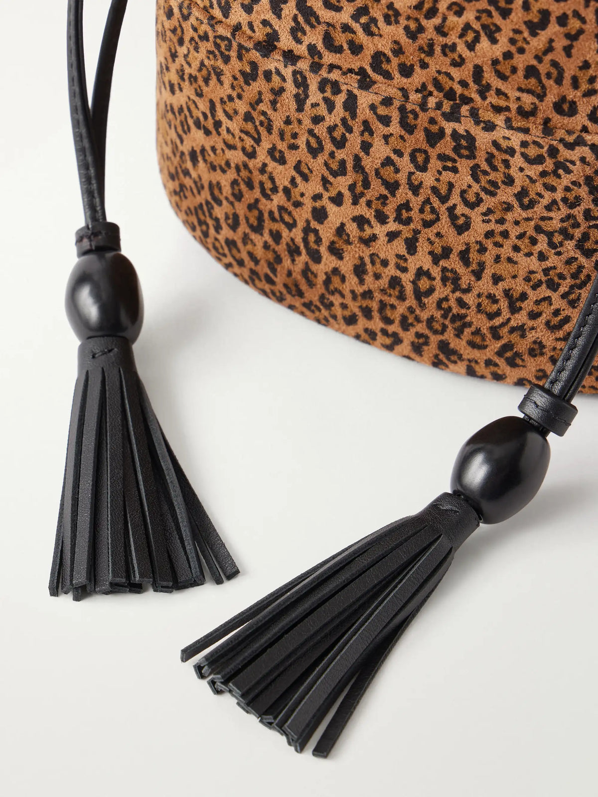 Hunting Season The Sac Tasseled Leopard-print Leather-trimmed Suede Bucket Bag
