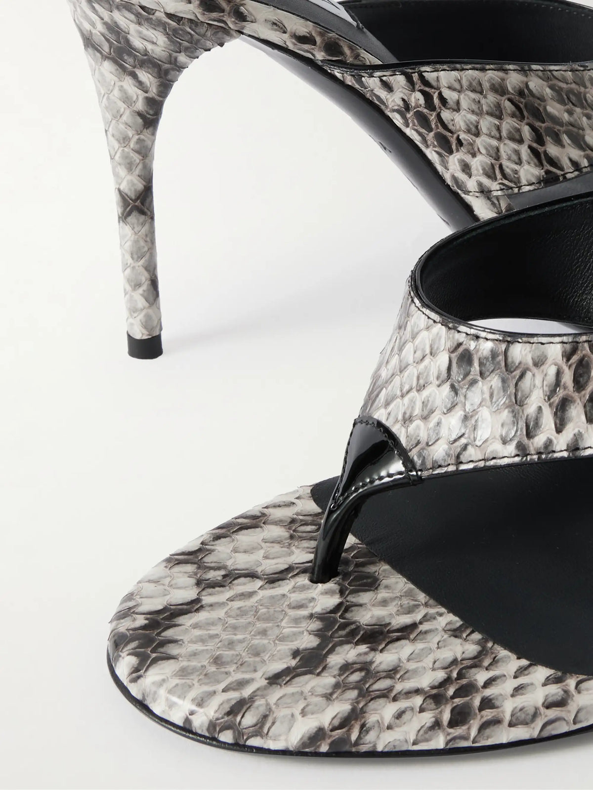 Tong 90 Patent Leather-trimmed Elaphe Sandals