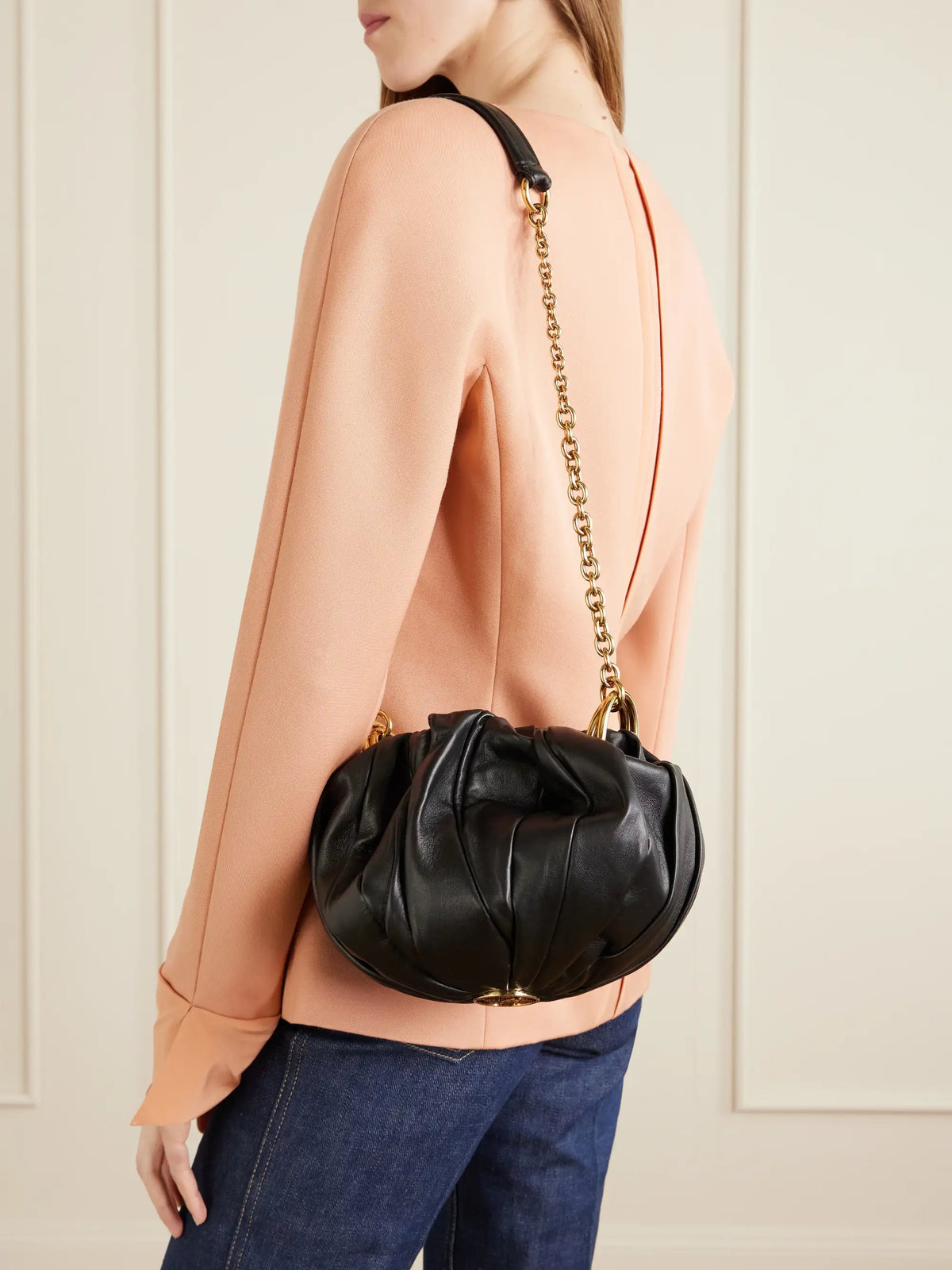 Pleated Leather Shoulder Bag