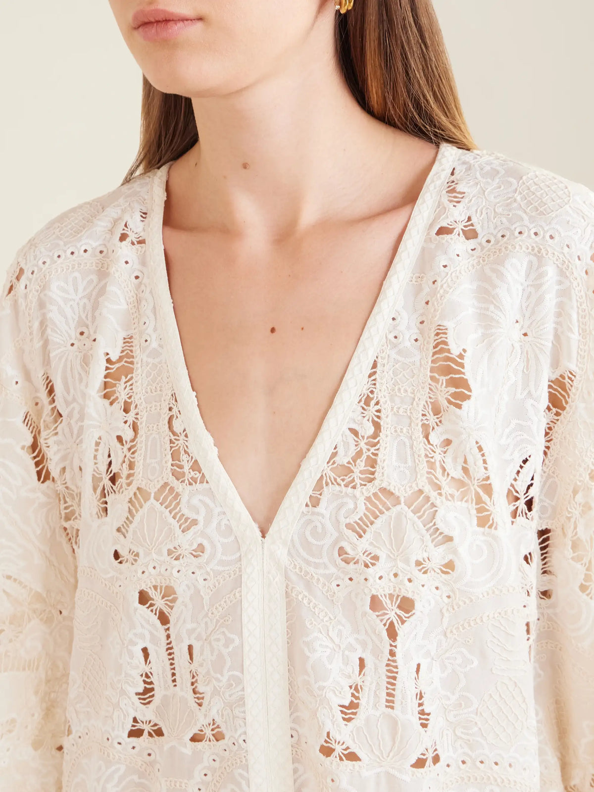 Loretta Caponi Atrani Embroidered Cotton-blend Midi Dress