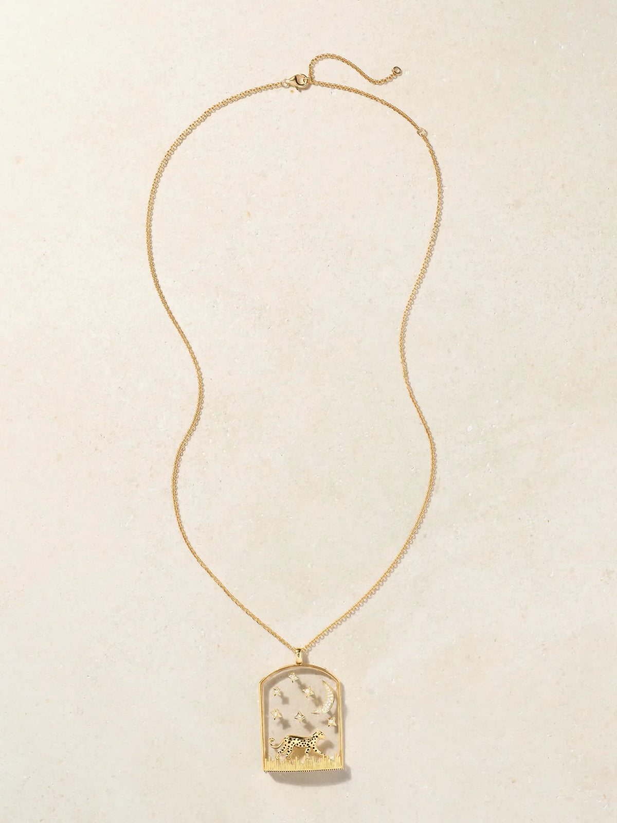 La Savane 9-karat Gold, Diamond, Crystal And Enamel Necklace