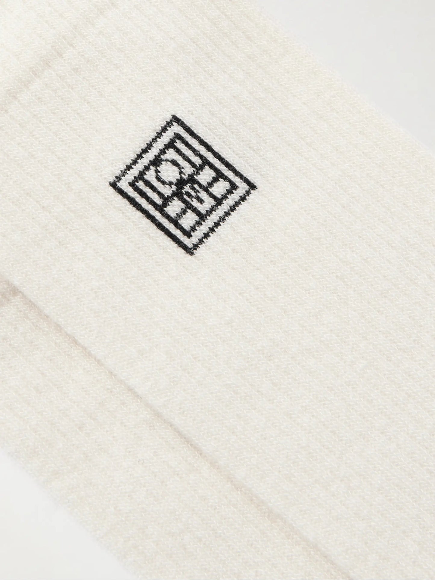 Embroidered Ribbed Cotton-blend Socks