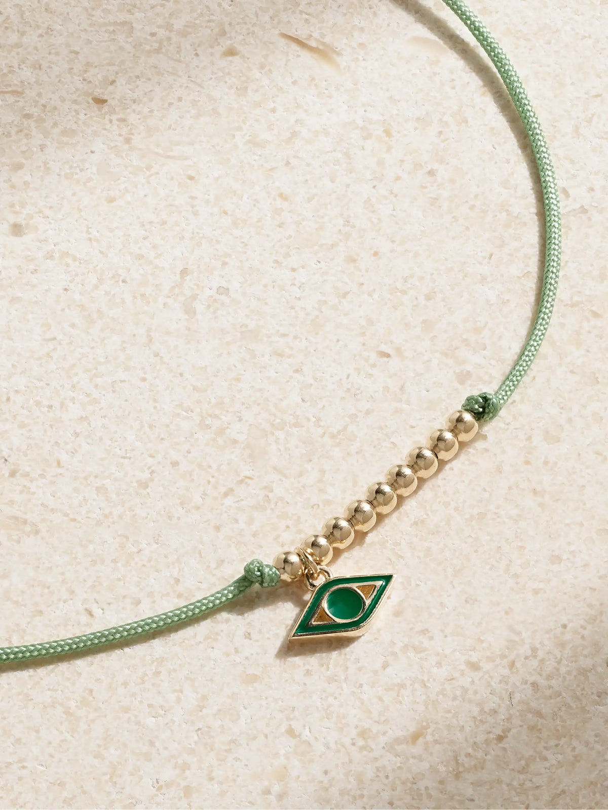Evil Eye 14-karat Gold, Cord And Enamel Bracelet