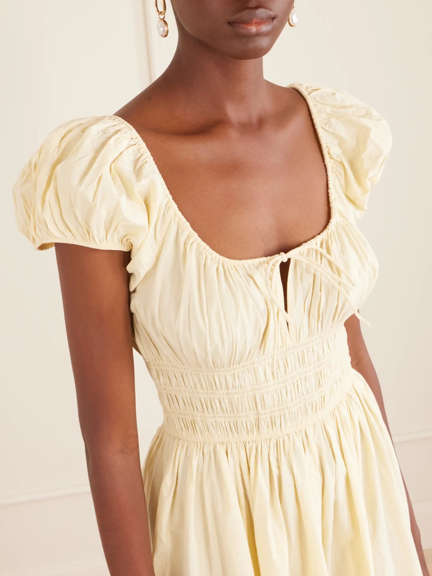 Quinn Smocked Organic Cotton-poplin Midi Dress