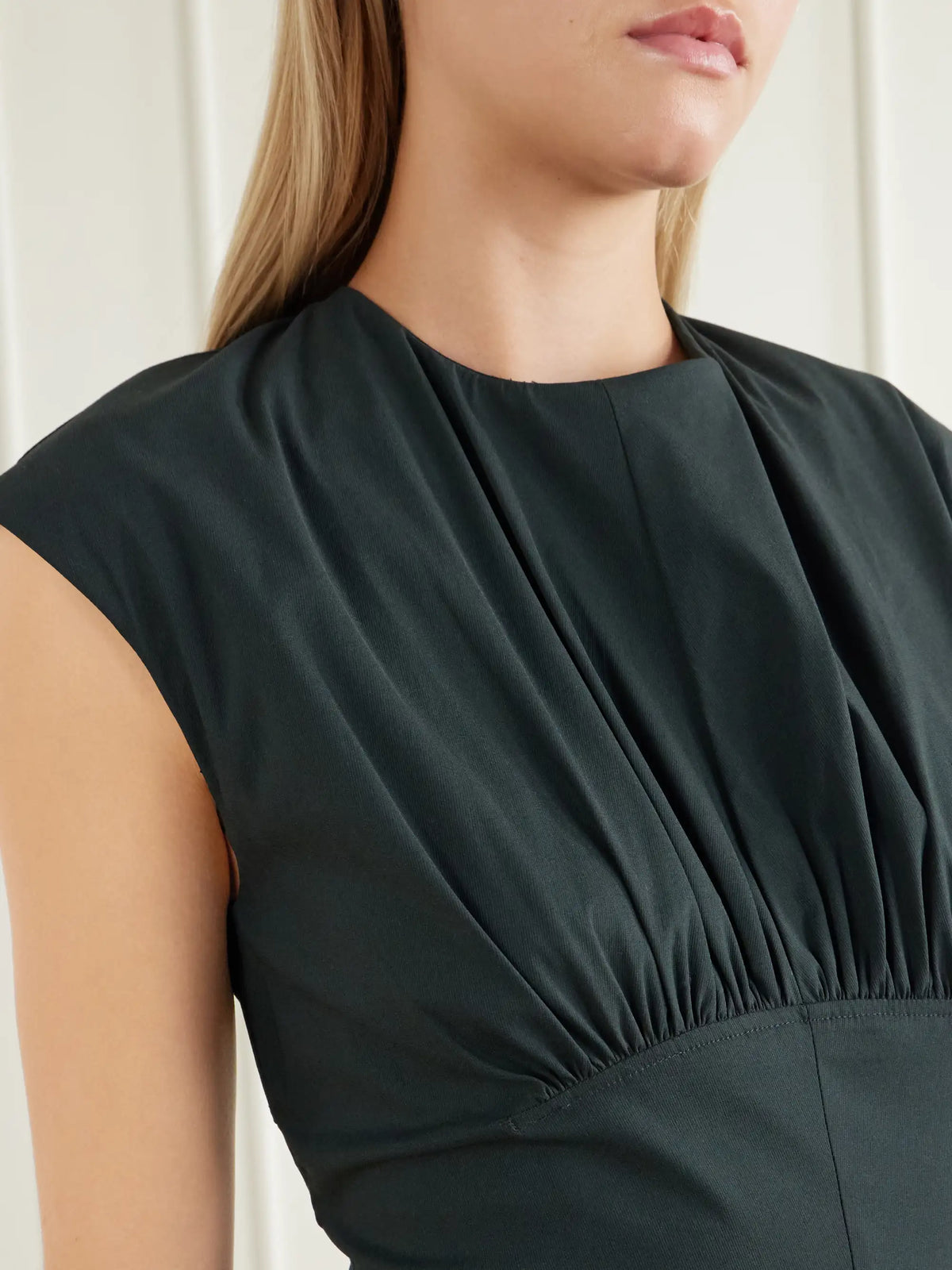 Proenza Schouler White Label Nyssa Gathered Stretch Cotton-blend Midi Dress