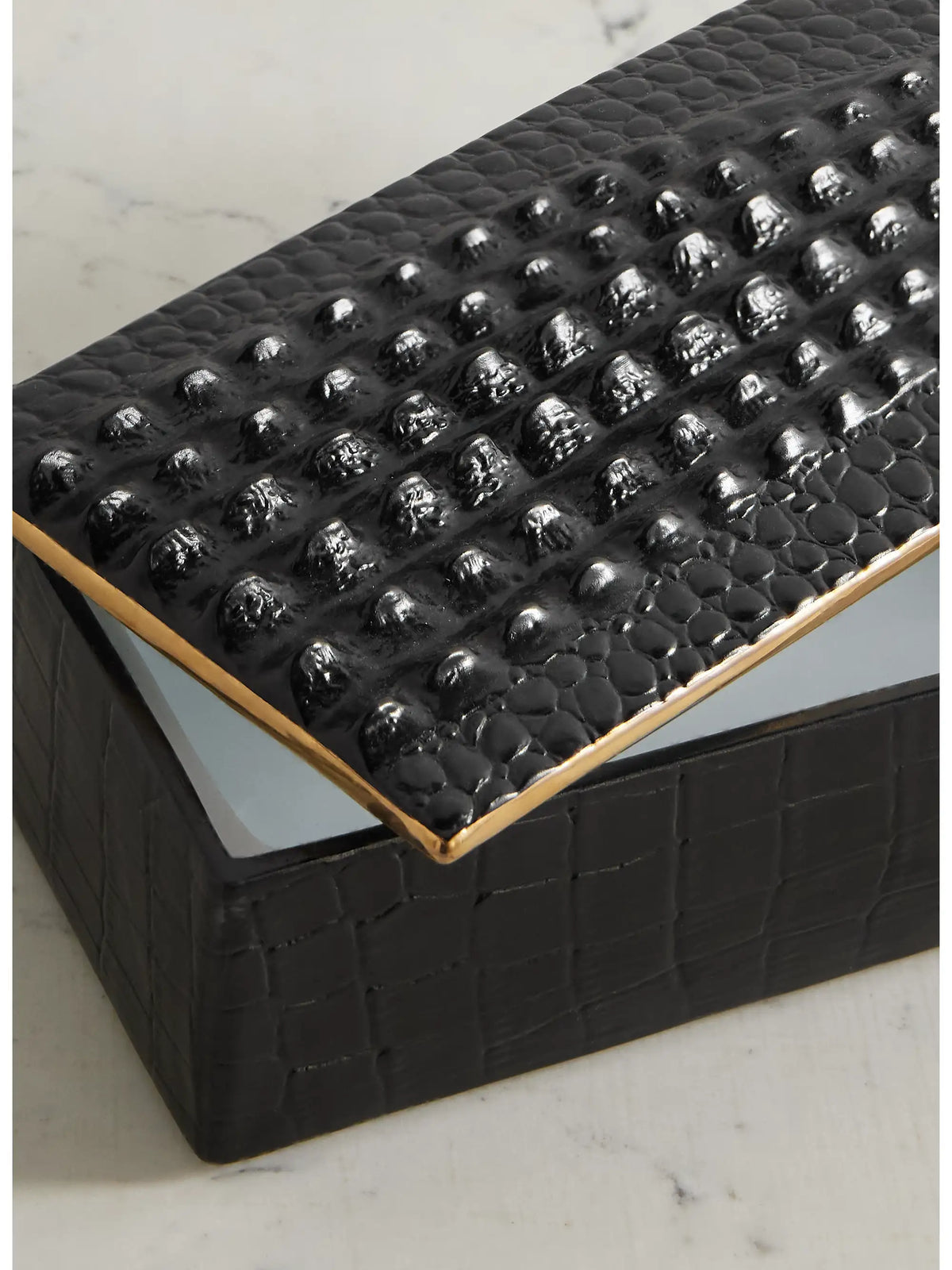 Gold-plated Croc-effect Porcelain Trinket Box