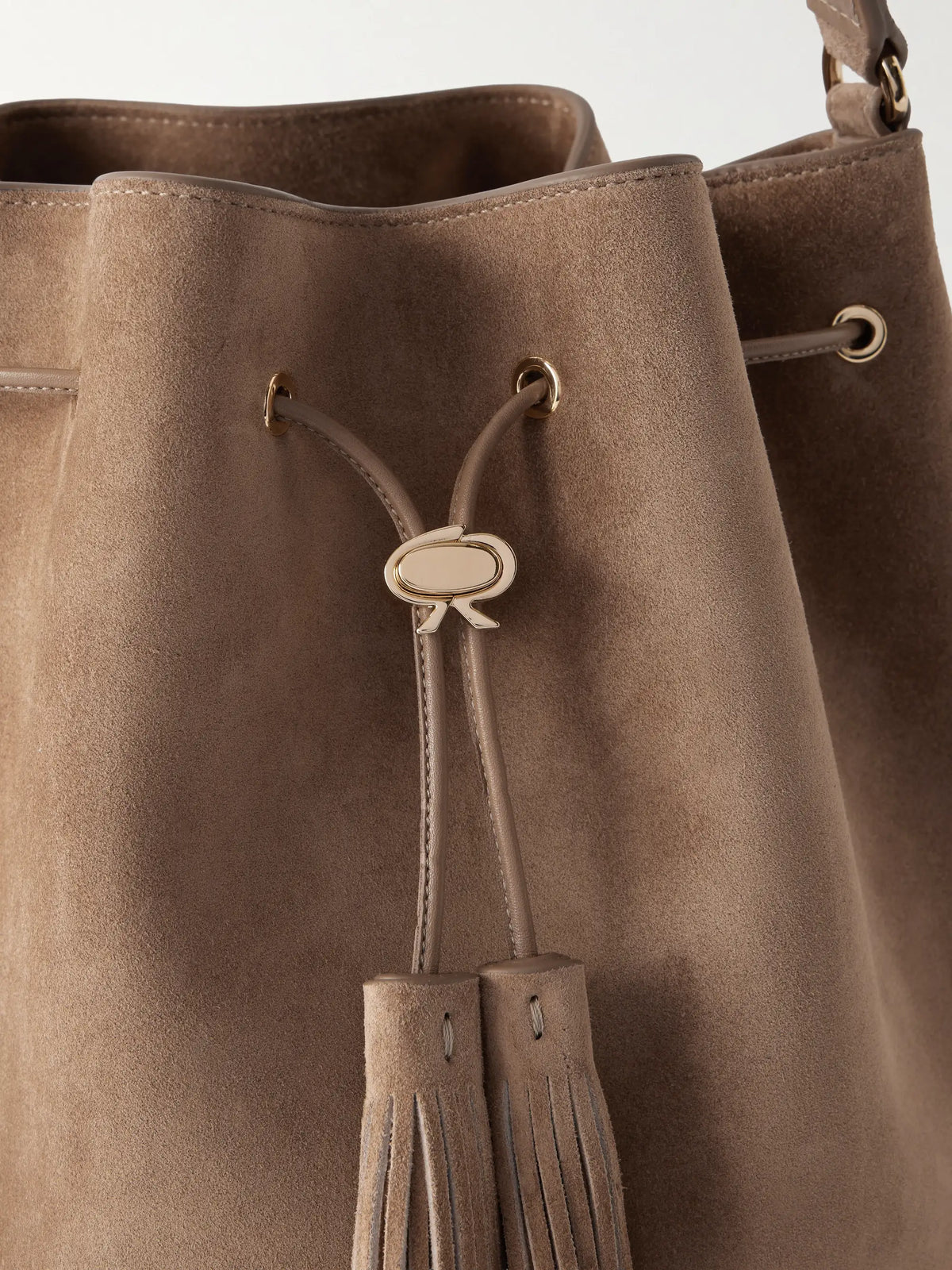 Sienna Tasseled Leather-trimmed Suede Bucket Bag