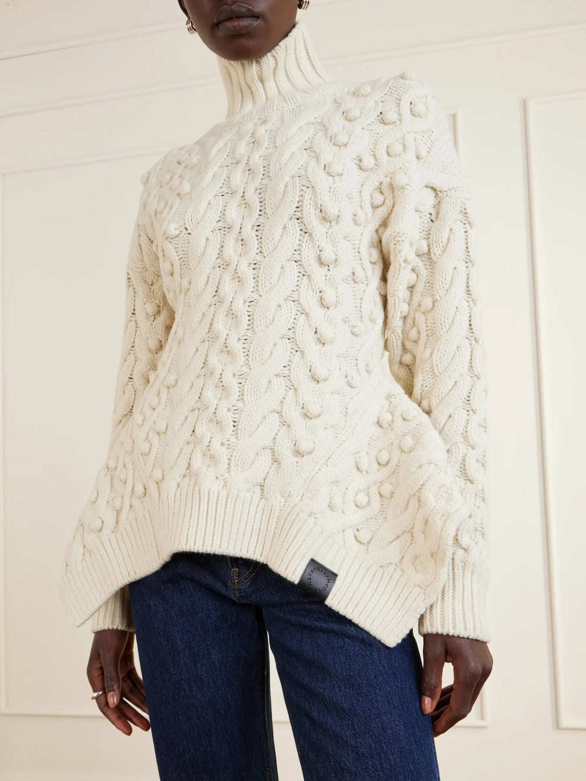 Stella McCartney Bobble Cable-knit Wool Turtleneck Sweater