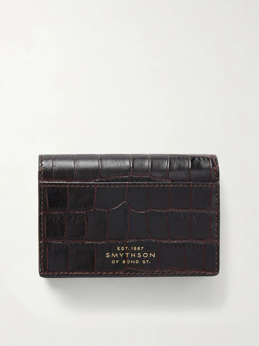 Smythson Mara Croc-effect Leather Wallet