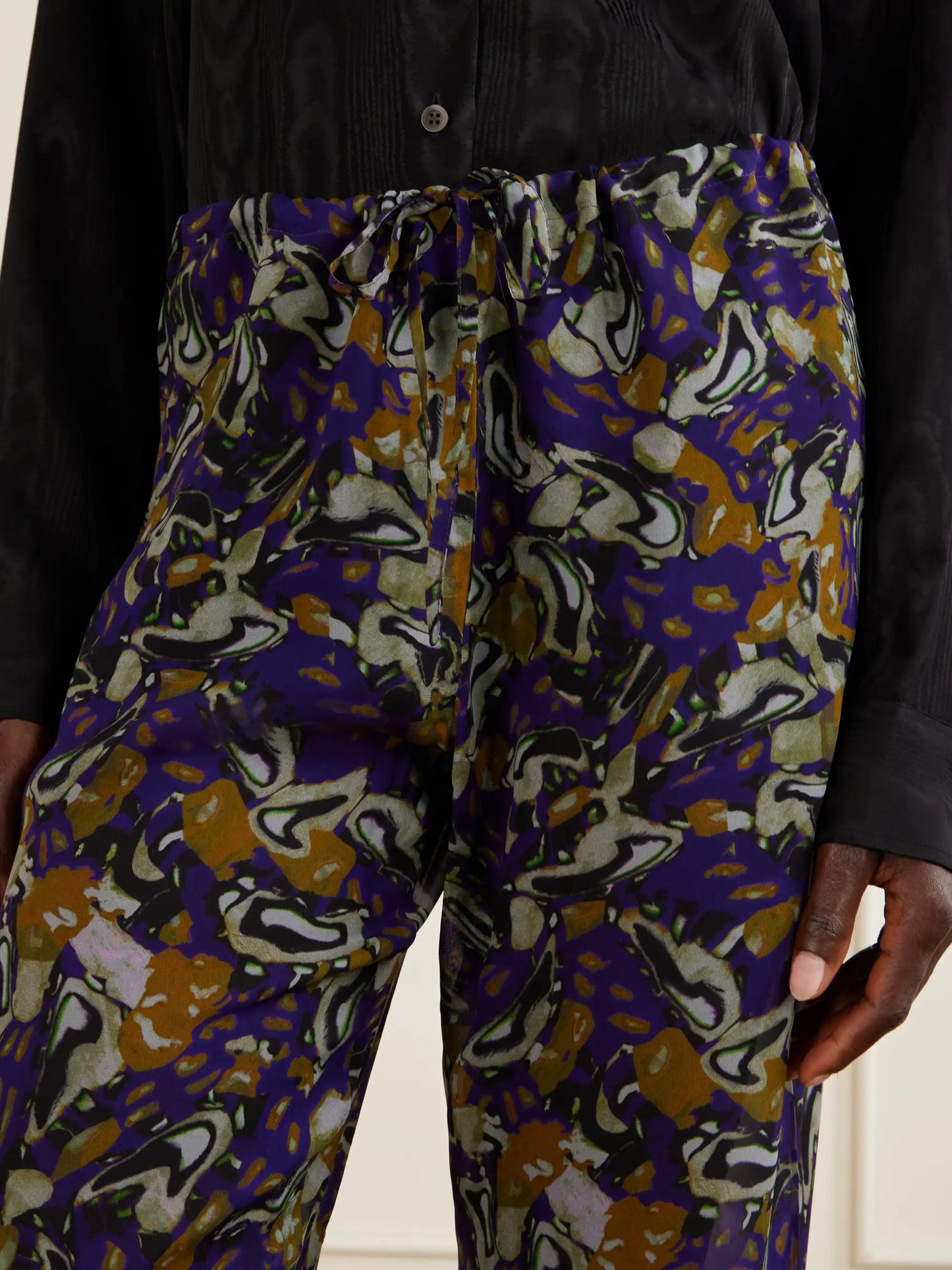 Printed Georgette Straight-leg Pants