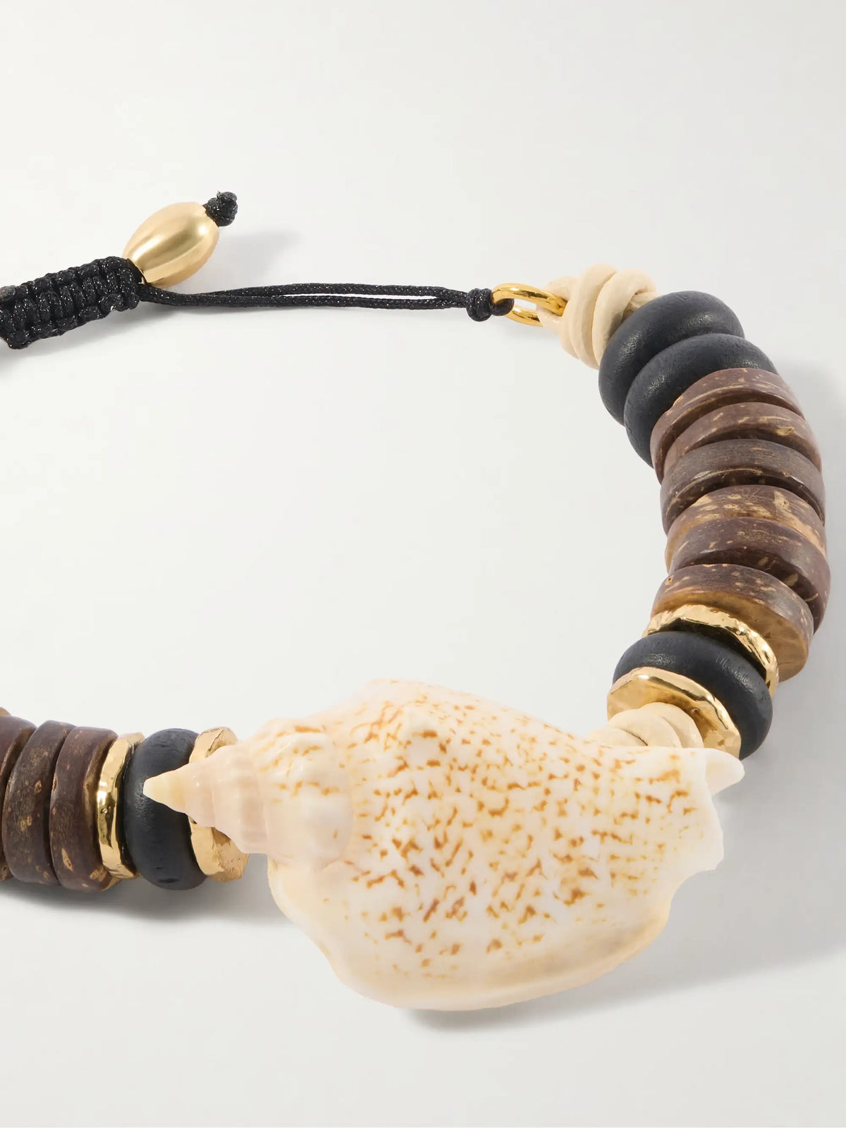 Samsara Gold-plated, Leather And Seashell Beaded Bracelet