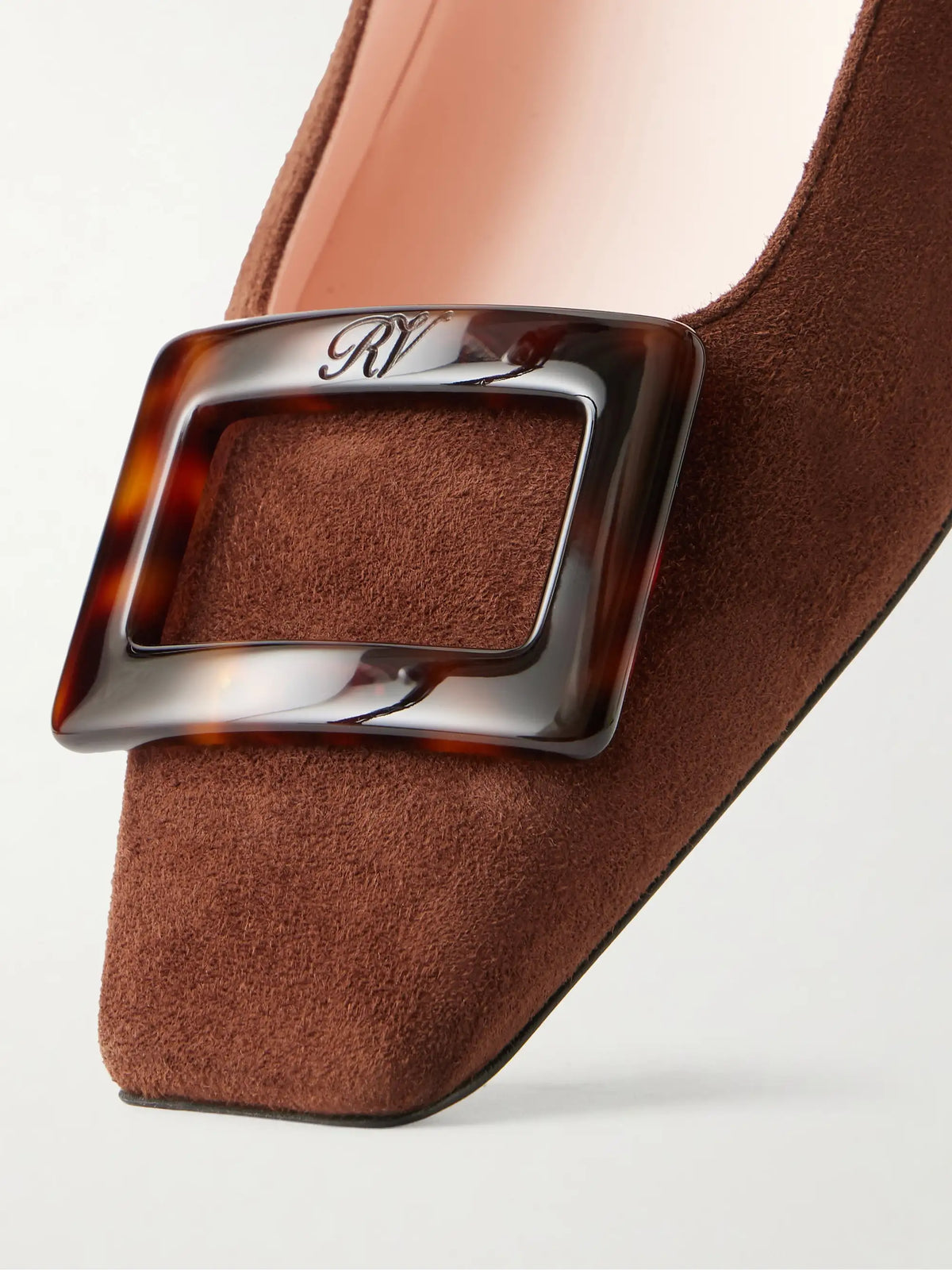 Belle Vivier Buckled Suede Ballet Flats