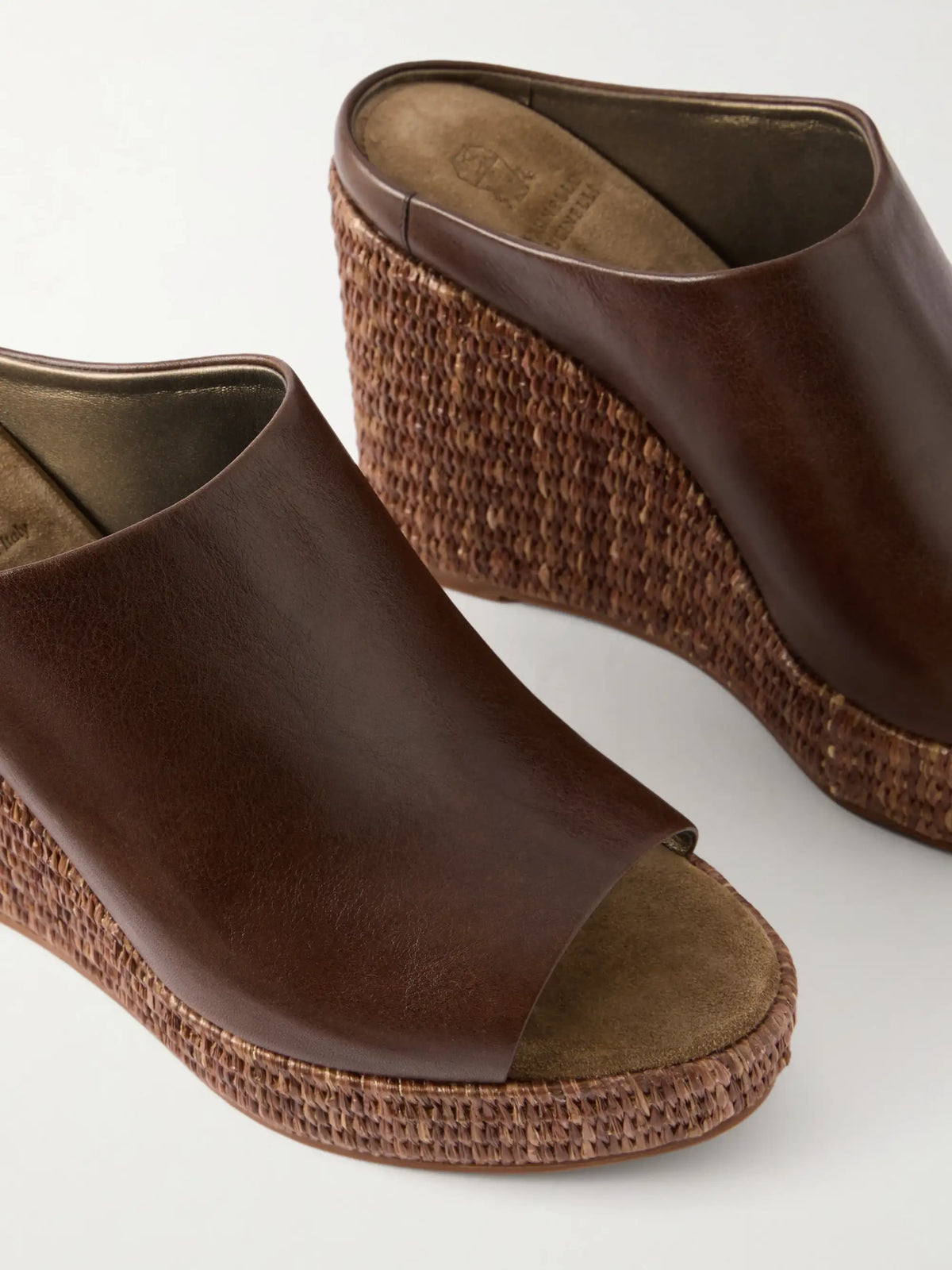 Leather Platform Wedge Espadrille Sandals