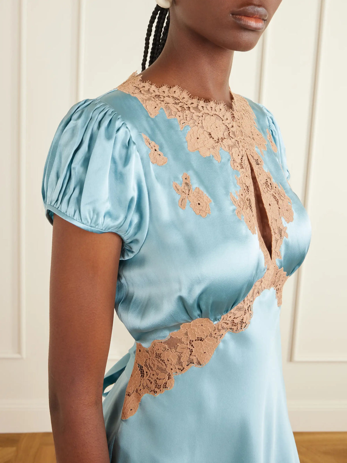 Junia Lace-trimmed Silk-satin Mini Dress