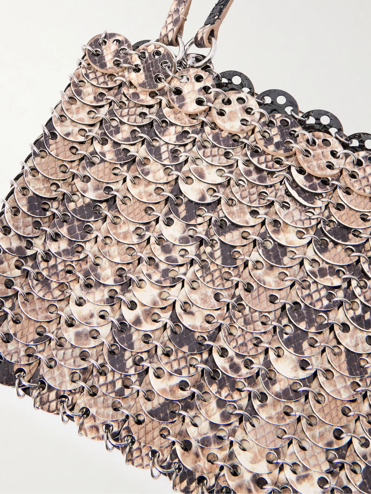 Snake-effect Leather Chainmail Shoulder Bag