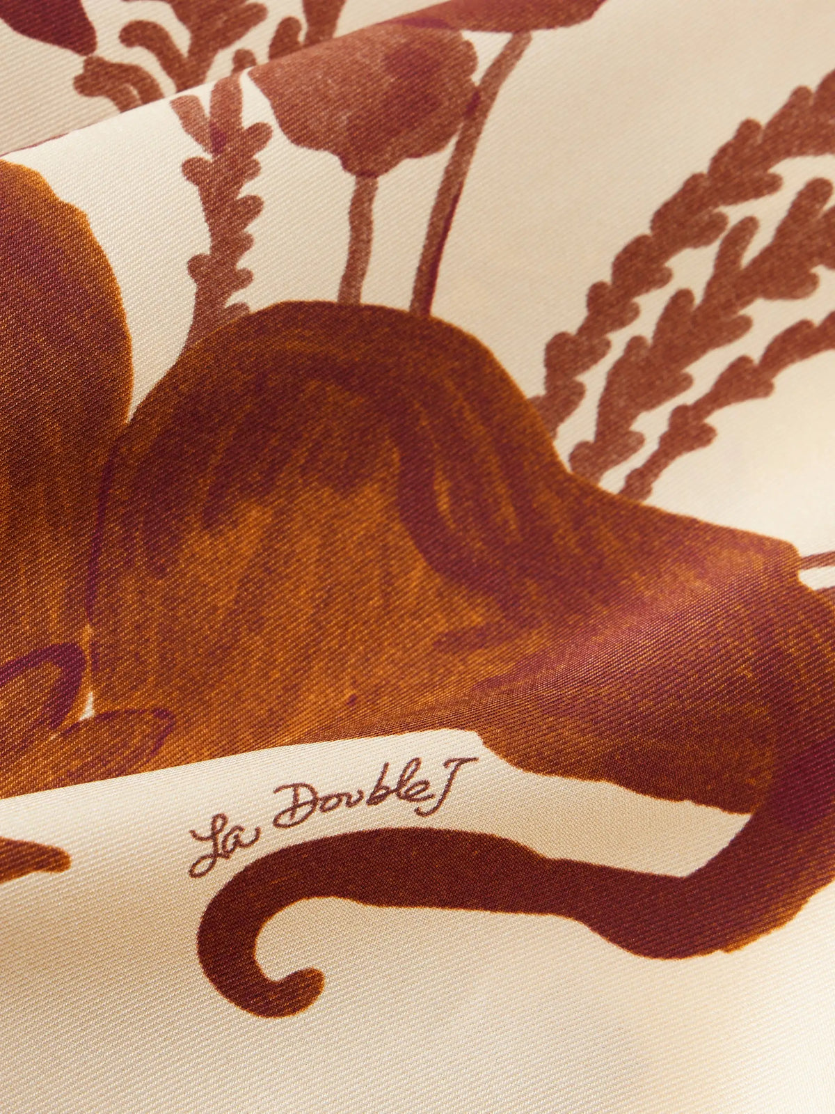 La DoubleJ Reversible Fringed Printed Silk-twill Scarf