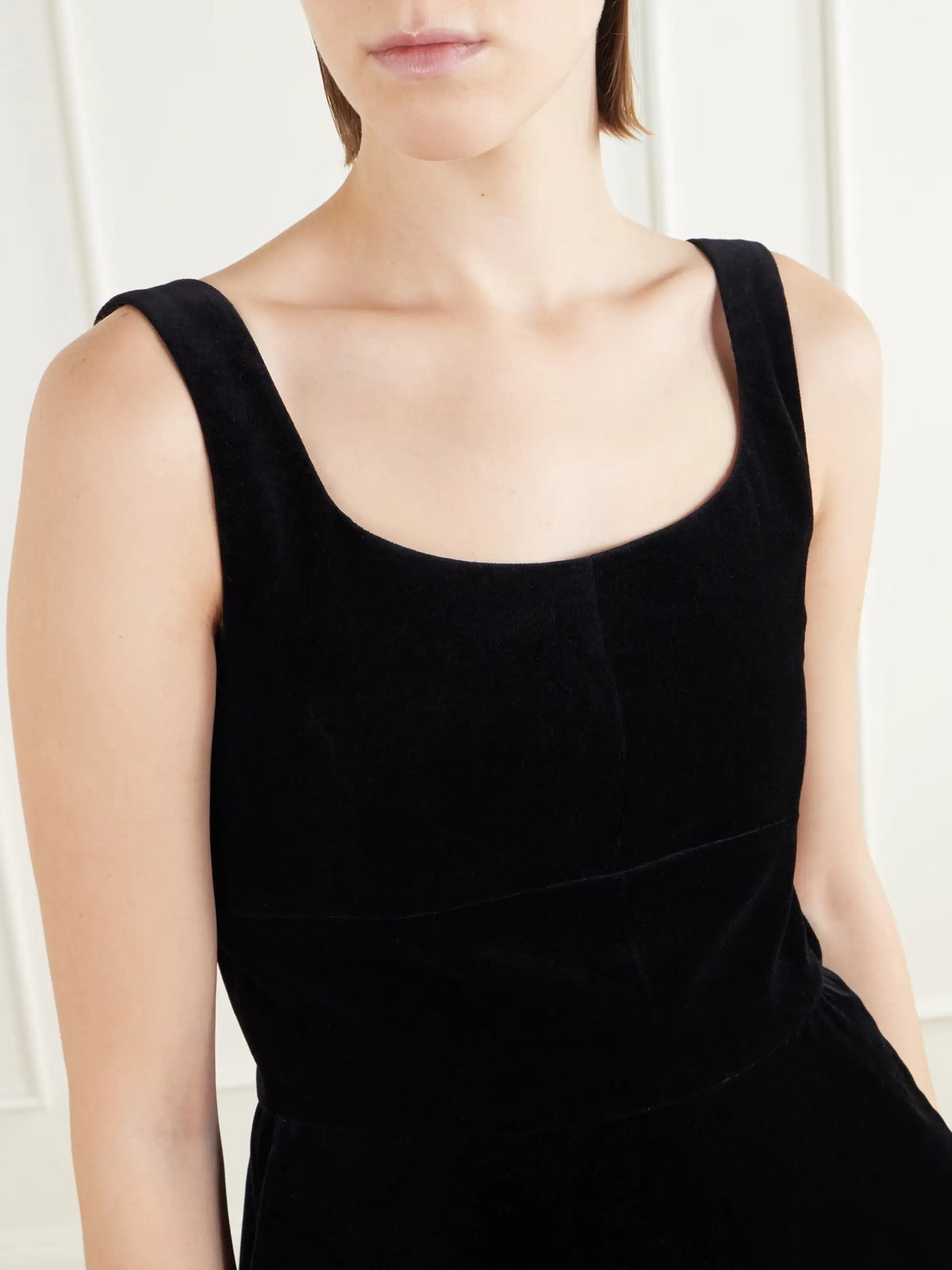 LIBEROWE Peplum Cotton-velvet Bustier Top