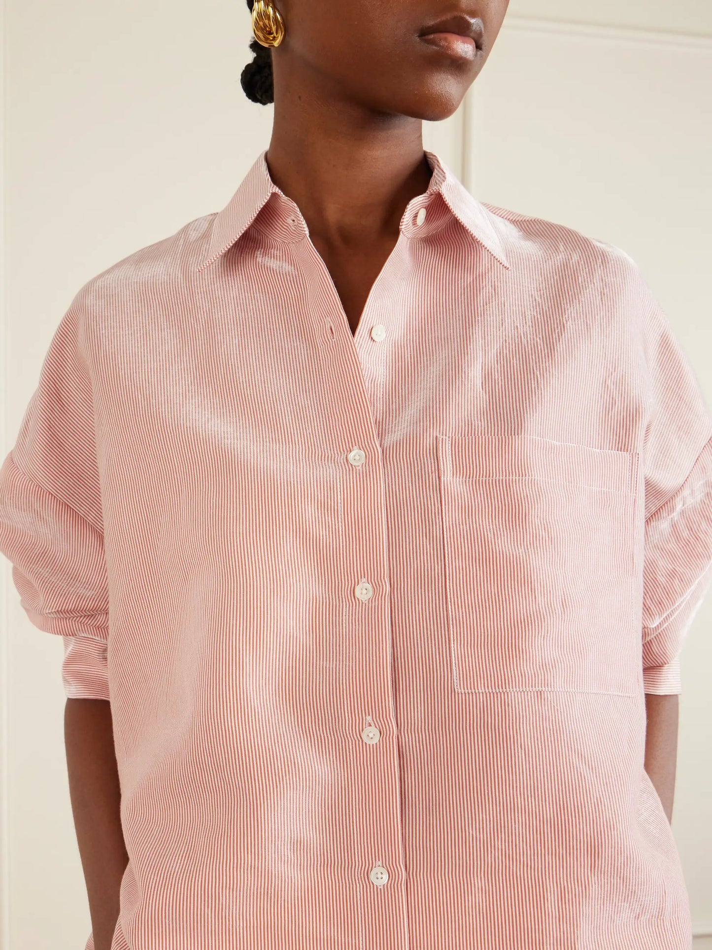 Something Borrowed Striped Cotton-organza Shirt