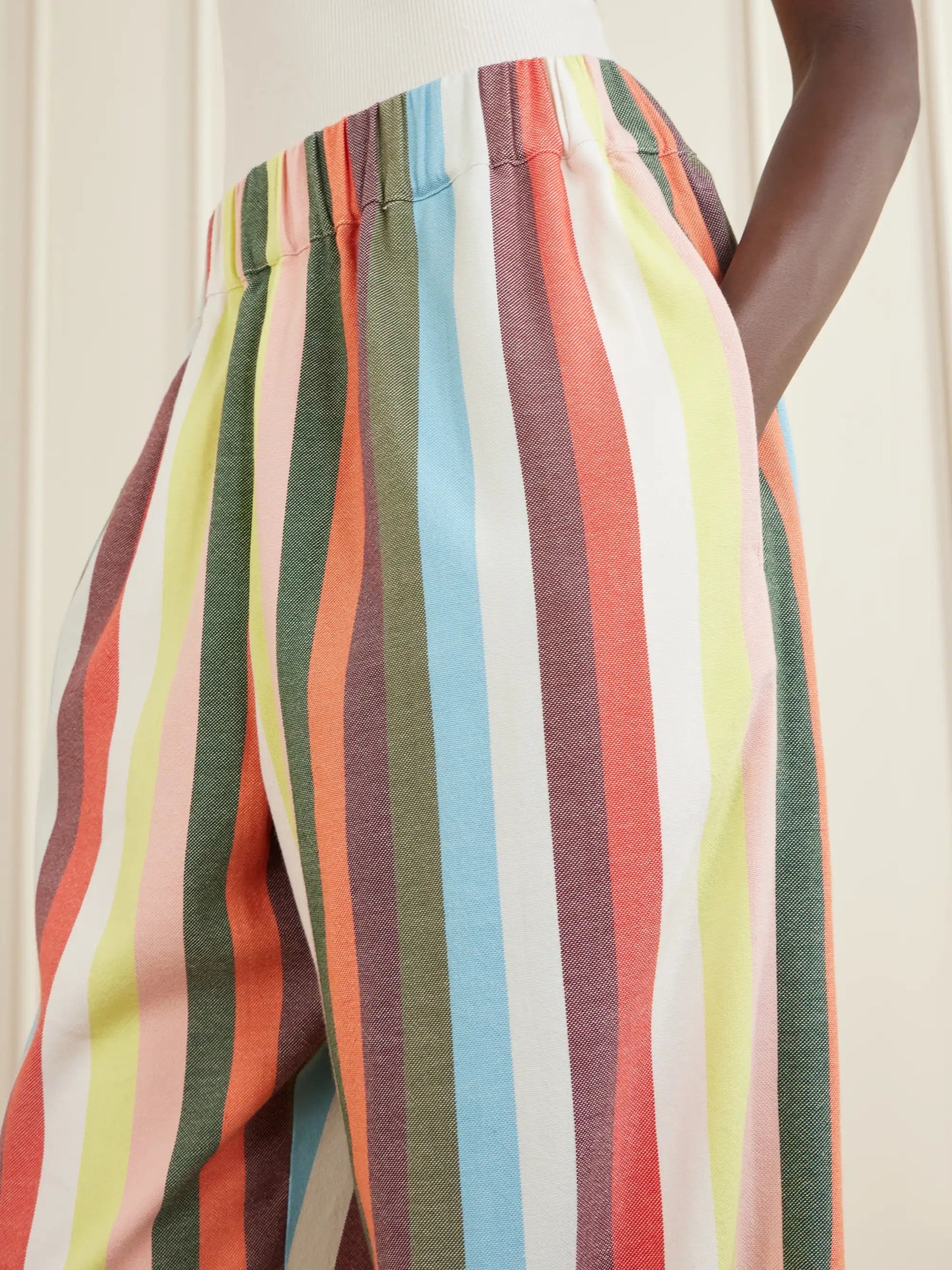 The Palazzo Striped Cotton Wide-leg Pants