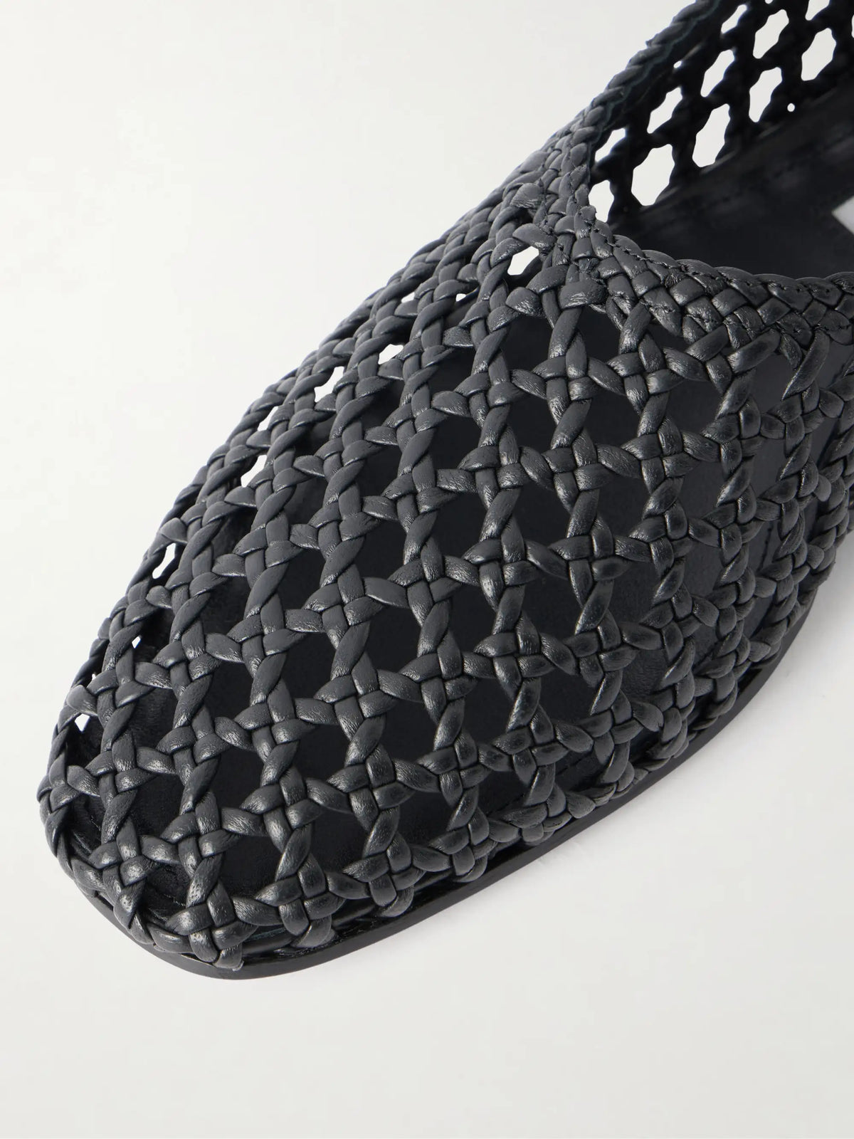 High Throat Woven Leather Ballet Flats