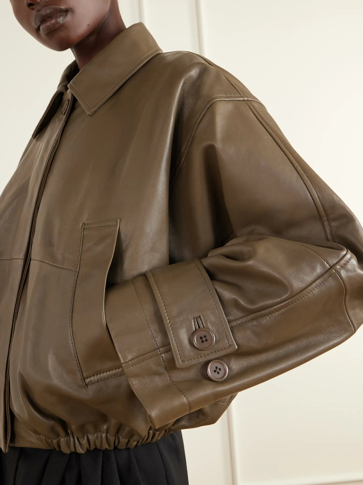 RÓHE Gathered Leather Jacket