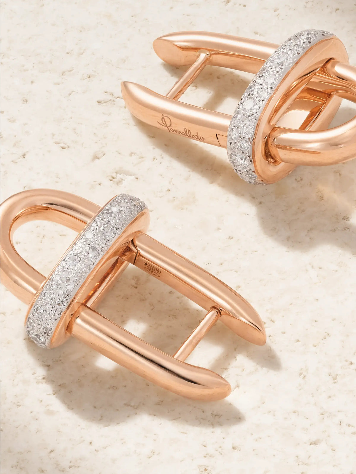 Iconica Rhodium-plated 18-karat Rose Gold Diamond Hoop Earrings