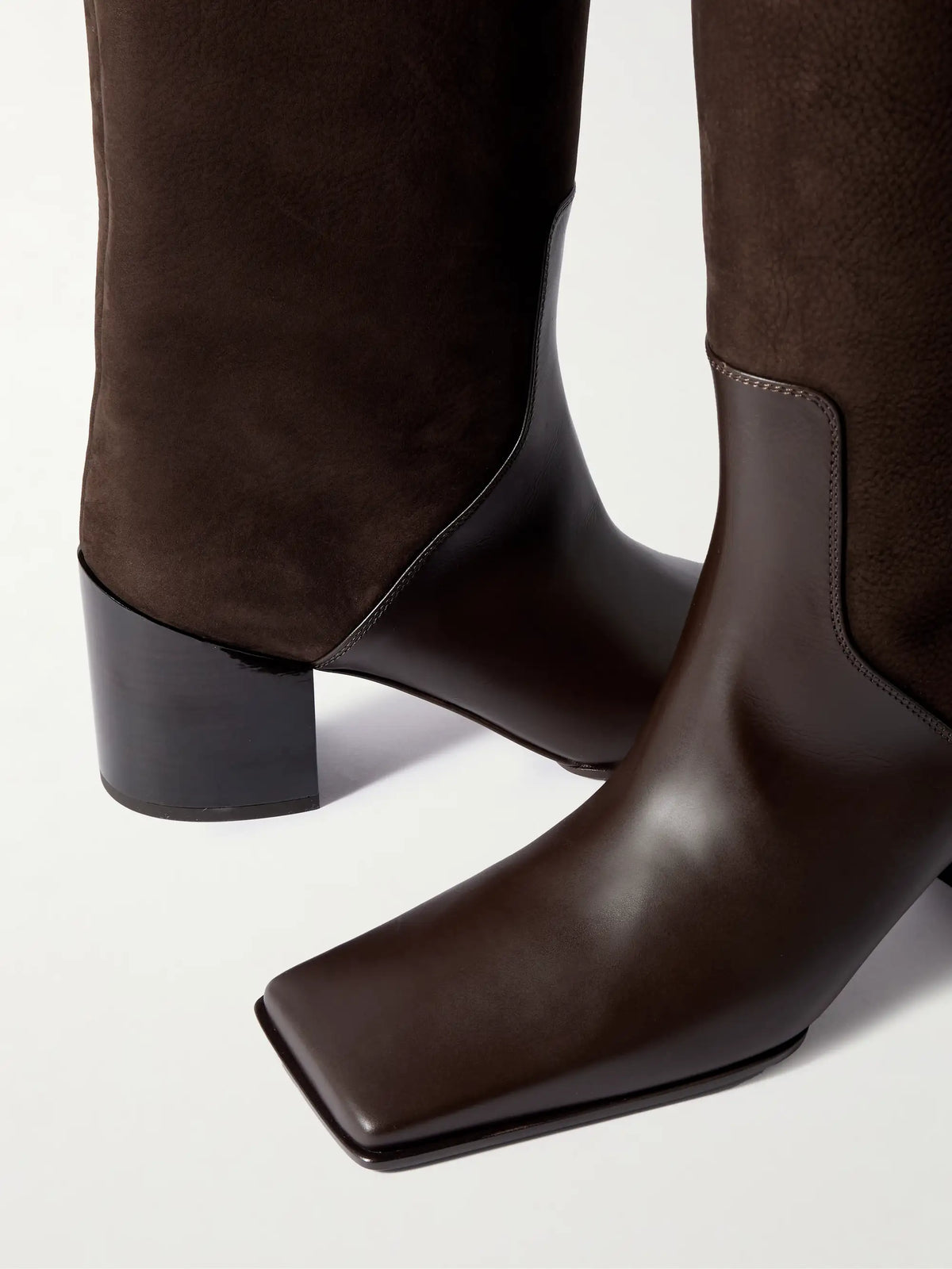 Nubuck And Leather Knee Boots