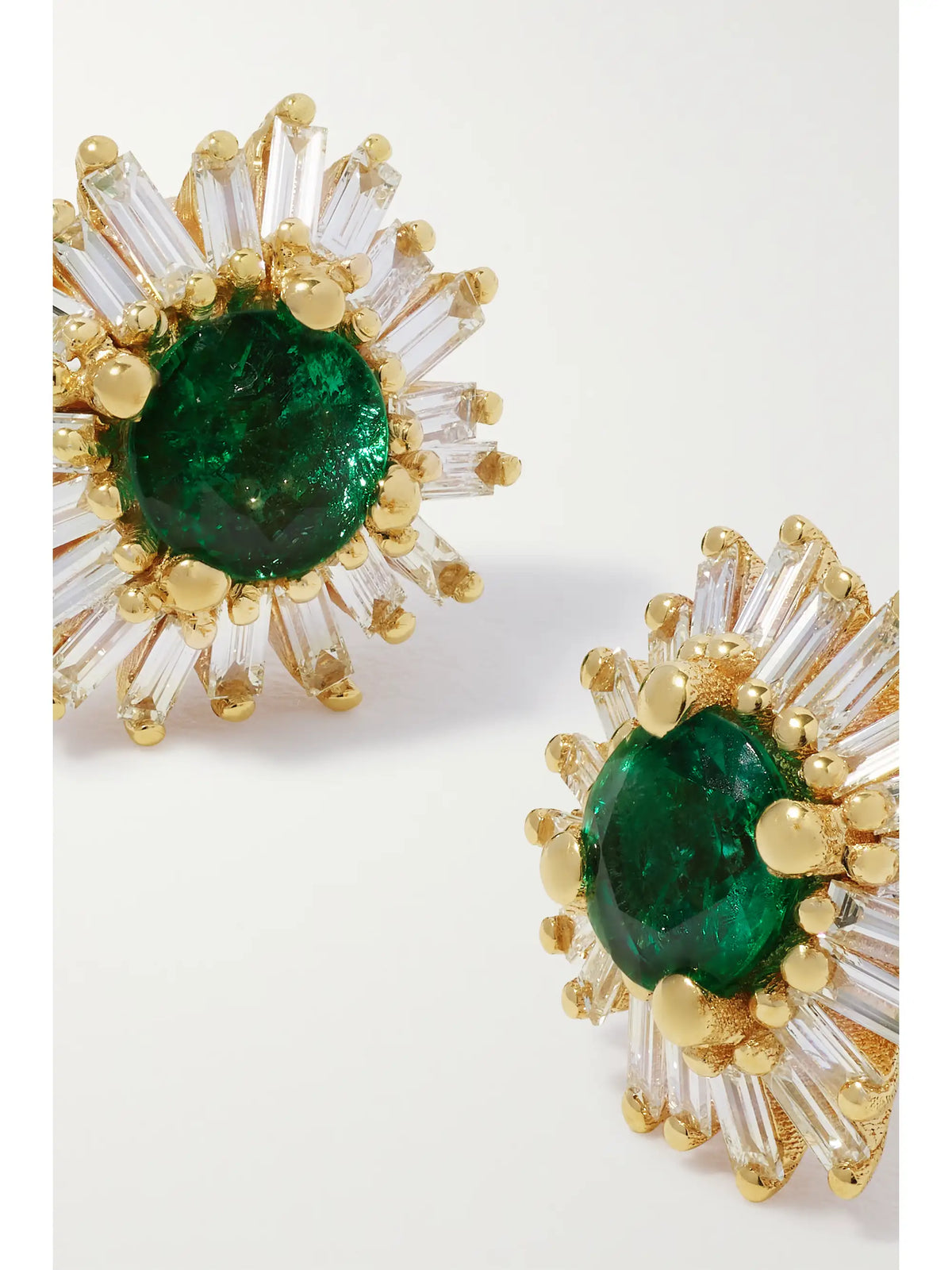 18-karat Gold, Emerald And Diamond Earrings