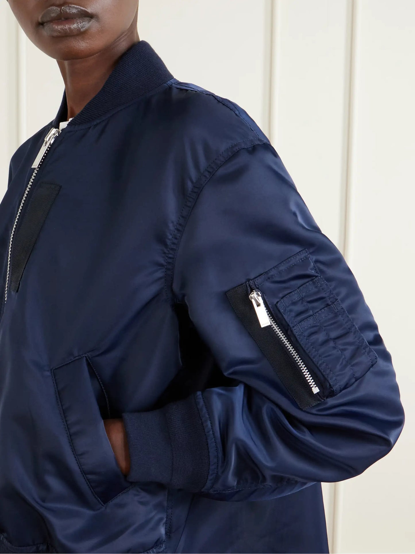 Pleated Padded Shell Bomber Jacket