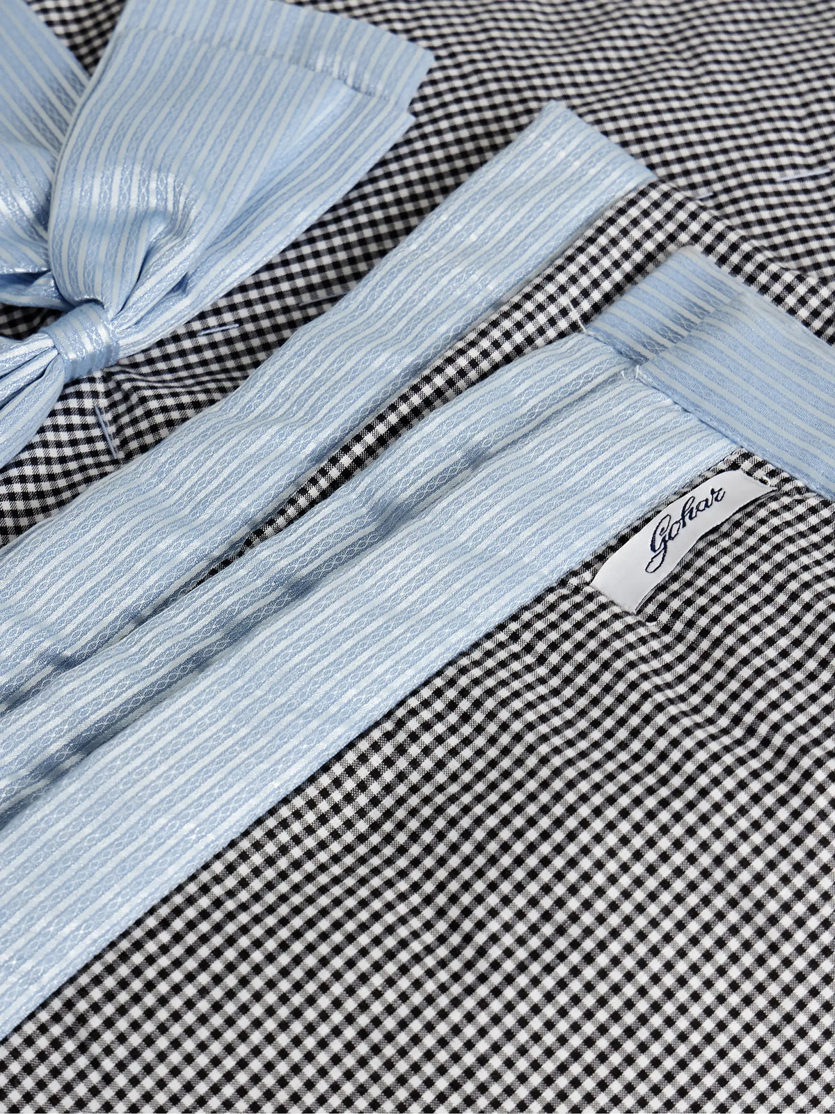 Jacquard-trimmed Bow-embellished Gingham Cotton Picnic Blanket And Carrier