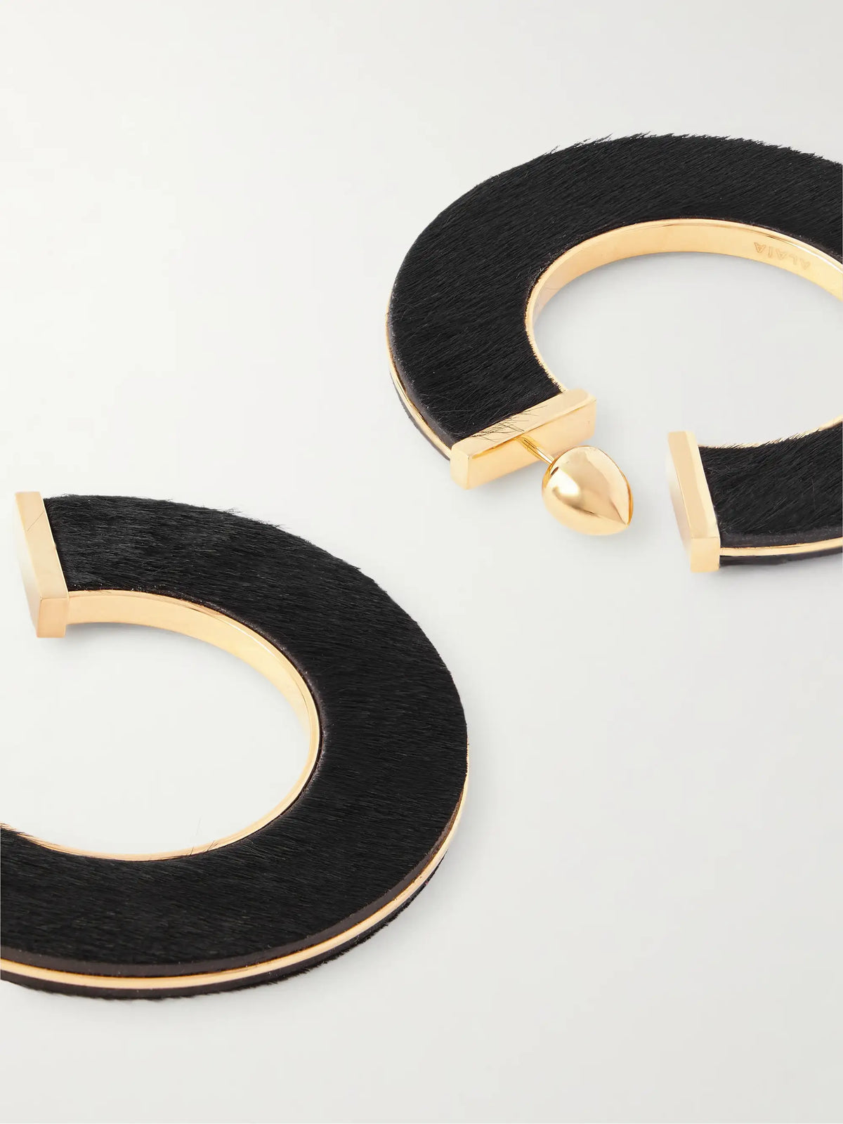 Gold-tone Calf Hair Hoop Earrings