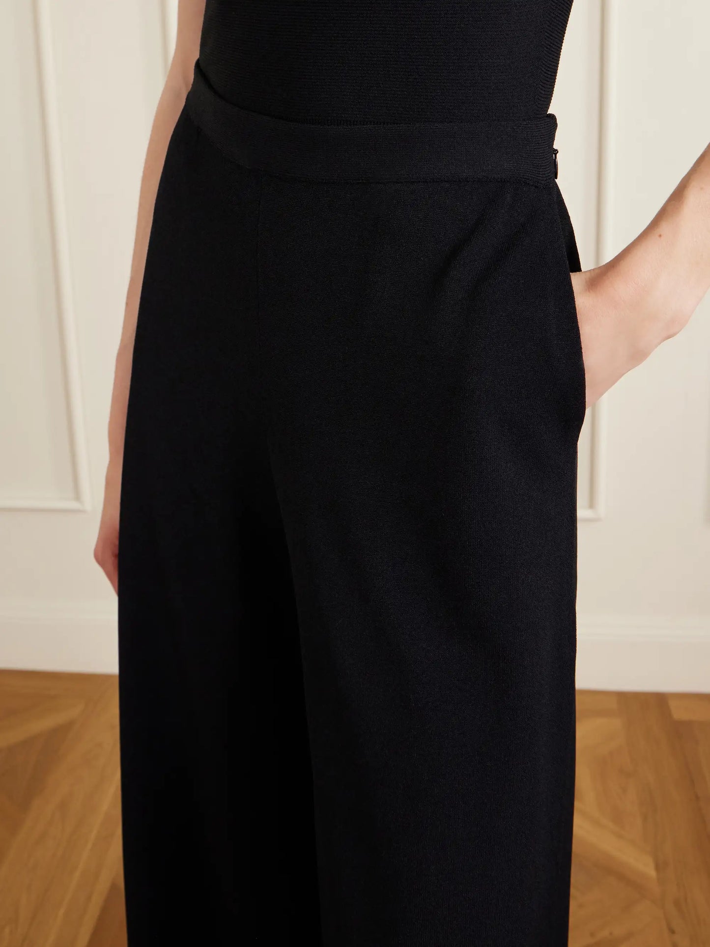 Stretch-jersey Mid-rise Wide-leg Pants