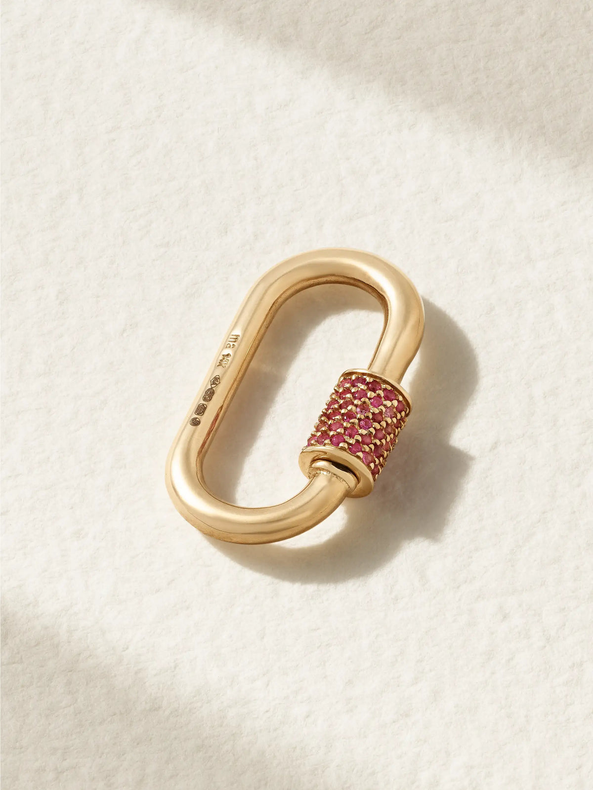 Stoned Medium Lock 14-karat Gold Sapphire Pendant