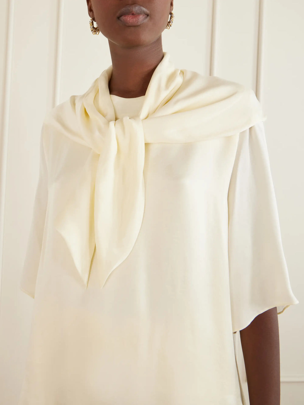 Sharon Wauchob Anita Scarf-detailed Satin T-shirt