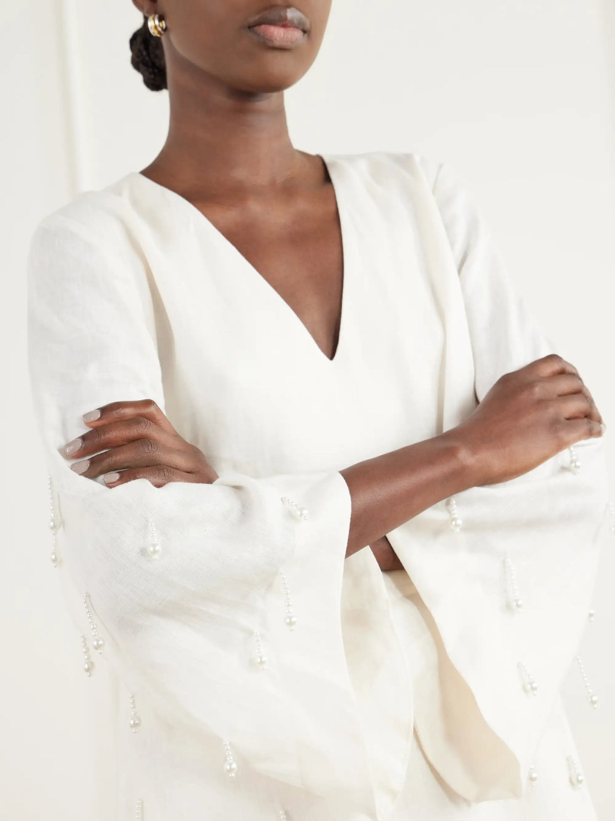 Andres Otalora Velar Embellished Linen-woven Maxi Dress
