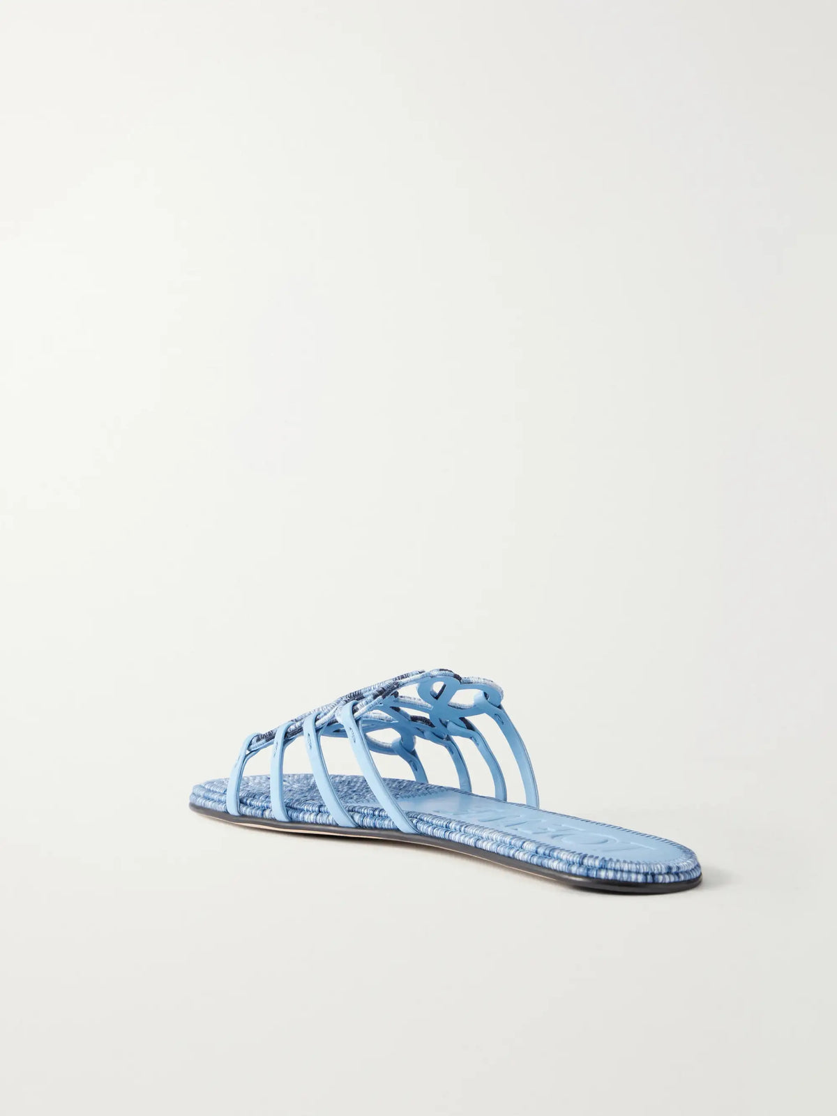 + Paula's Ibiza Leather-trimmed Embroidered Canvas Slides