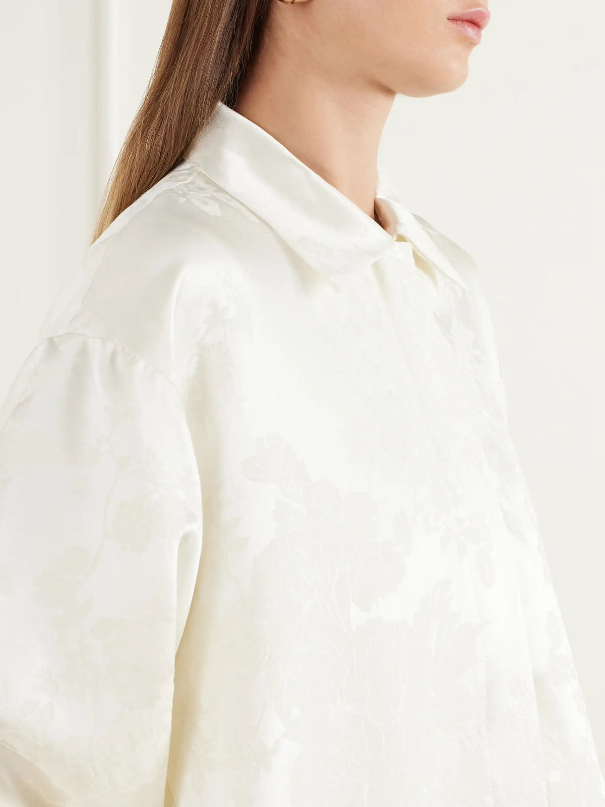 ST. AGNI Silk And Wool-blend Floral-jacquard Cloqué Coat