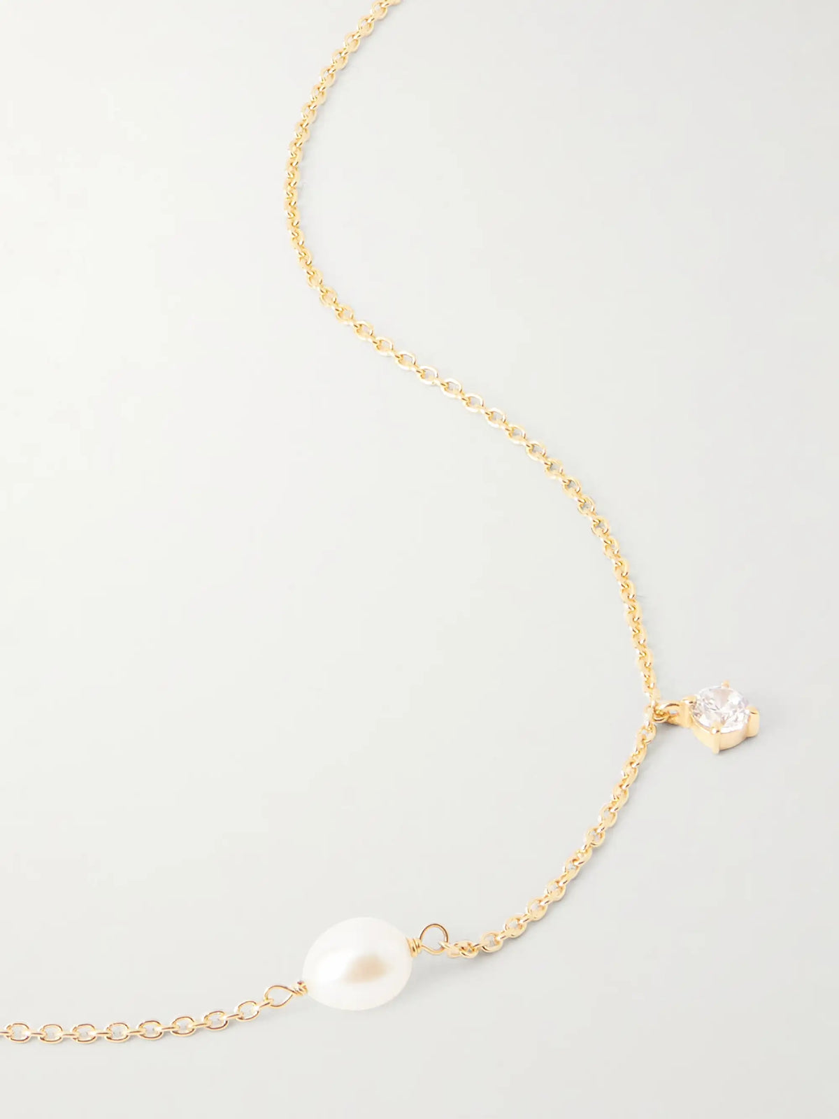 Gold-plated, Crystal And Pearl-like Necklace