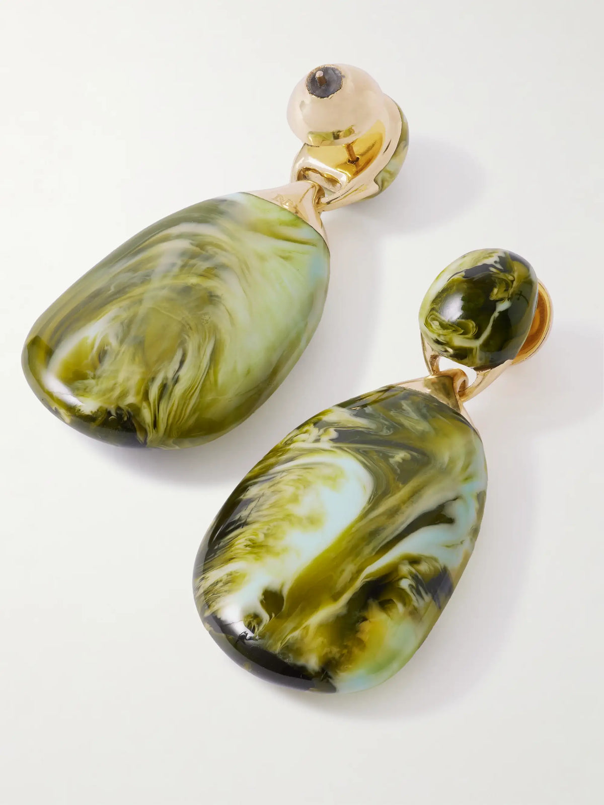 River Rock Large Gold-tone Resin Earrings