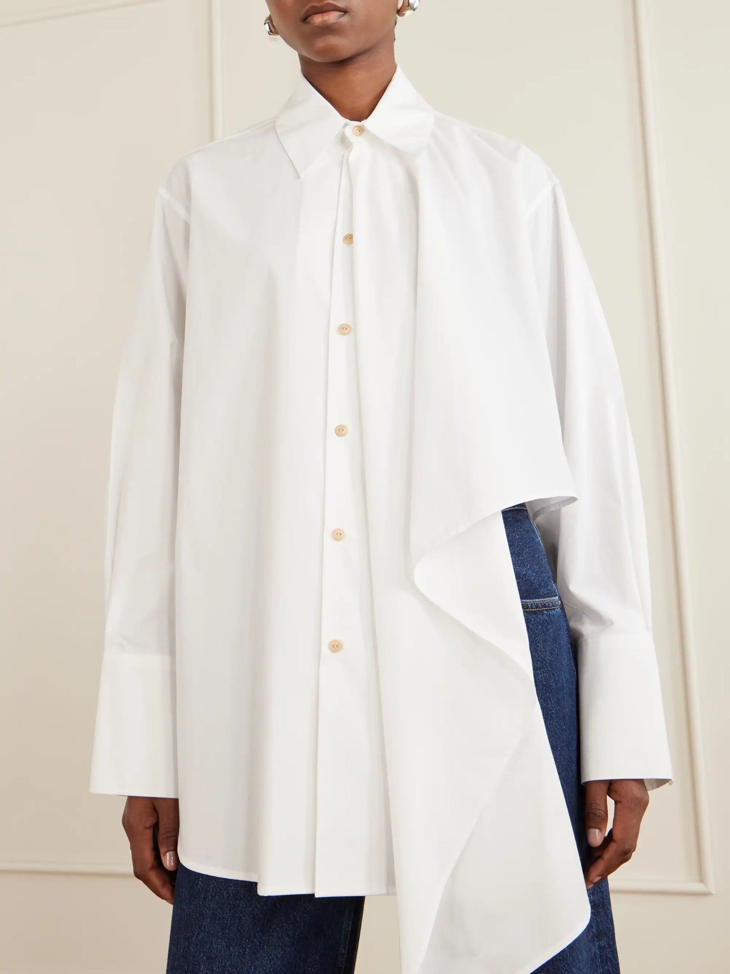 Tess Draped Cotton Poplin Shirt