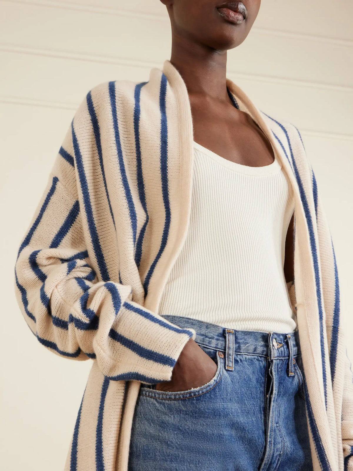 Striped Knitted Cashmere Cardigan