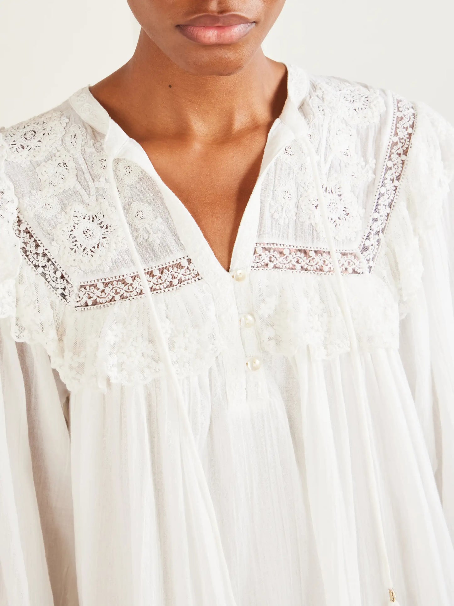 Inez Floral-embroidered Lace-trimmed Cotton Mini Dress