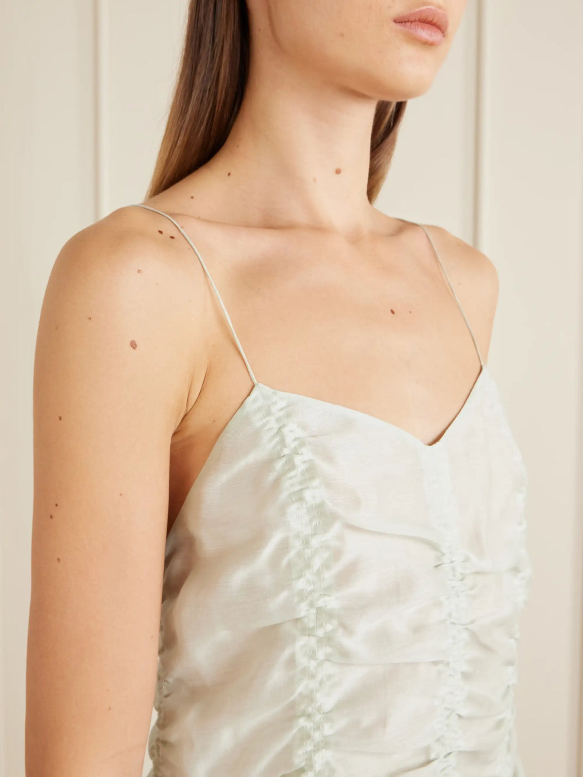 KHAITE Inara Ruched Lyocell And Silk-blend Tank